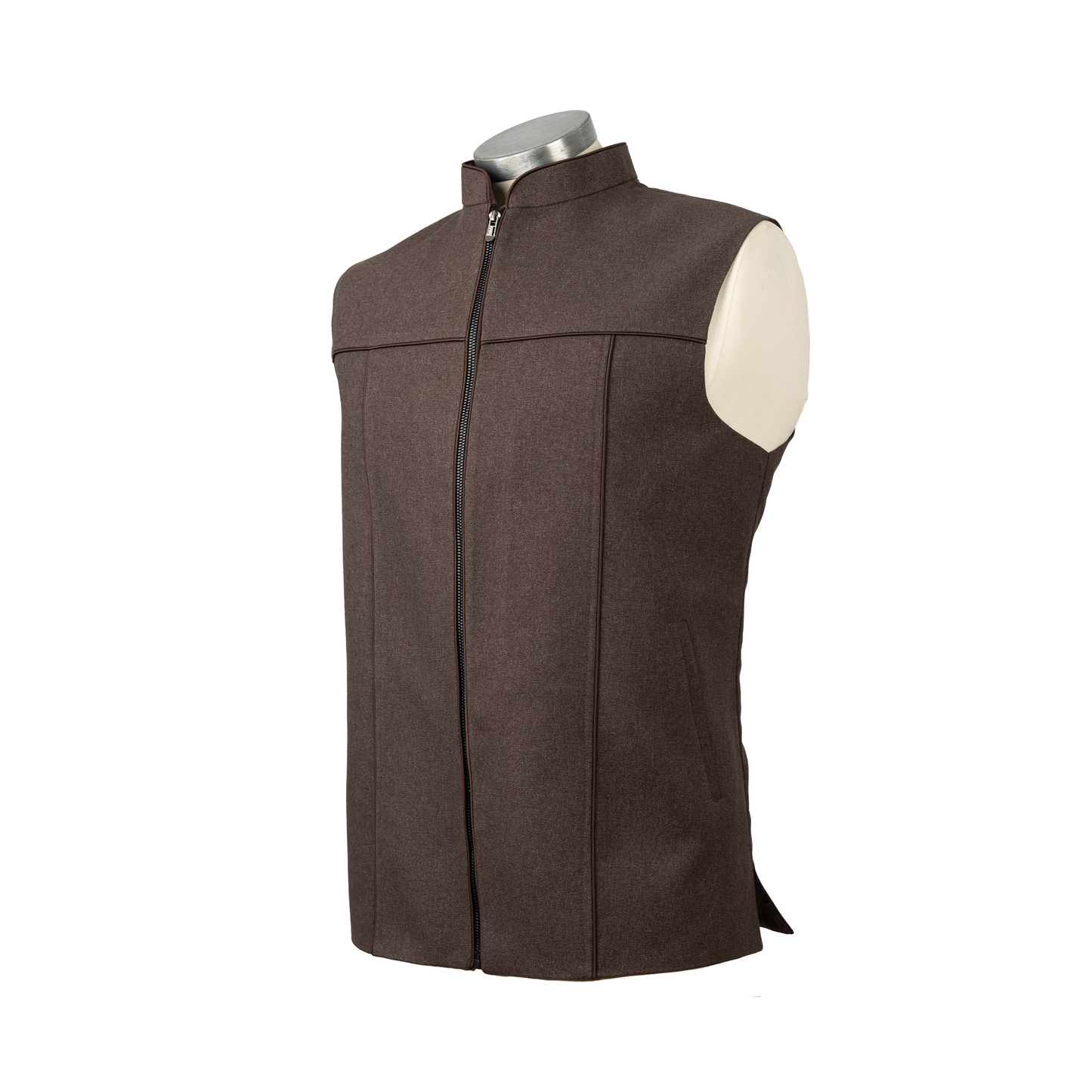 SCULPTED ZIP WAISTCOAT – MOCHA BROWN