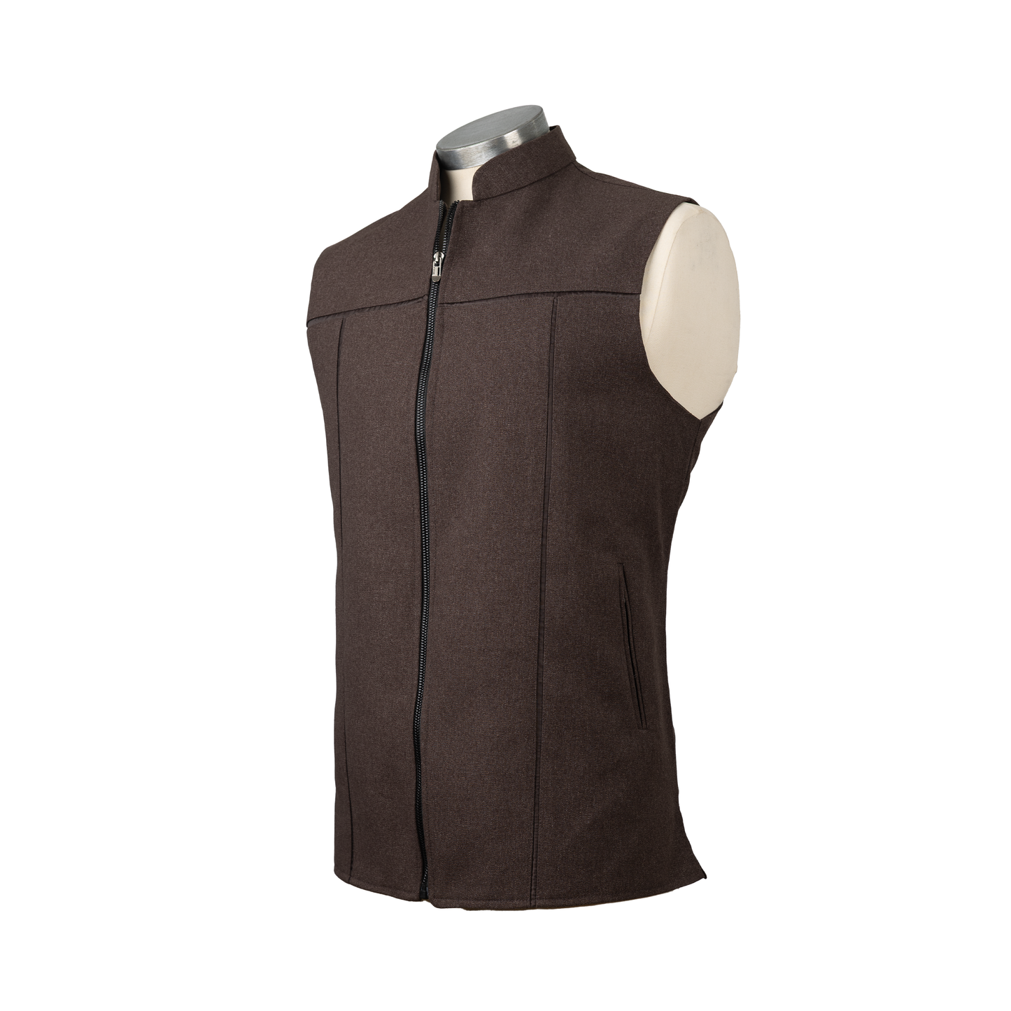 SHADOW YOKE ZIP WAISTCOAT – MOCHA BROWN