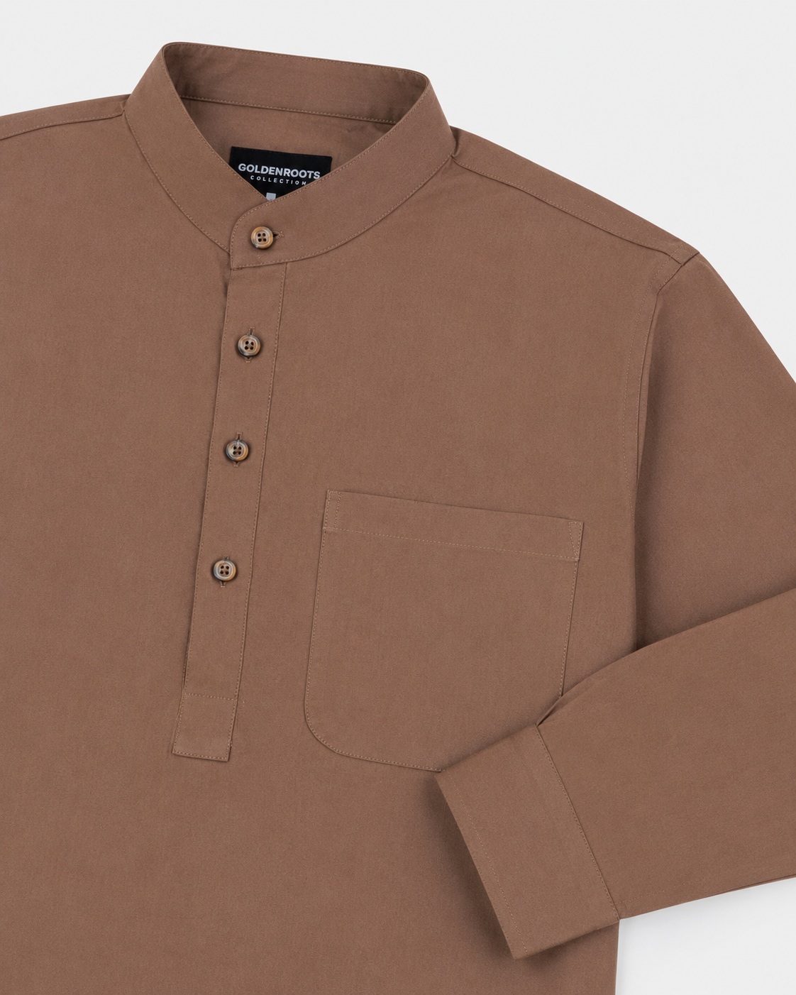 THE COTTON POPOVER SHIRT - CHESTNUT BROWN