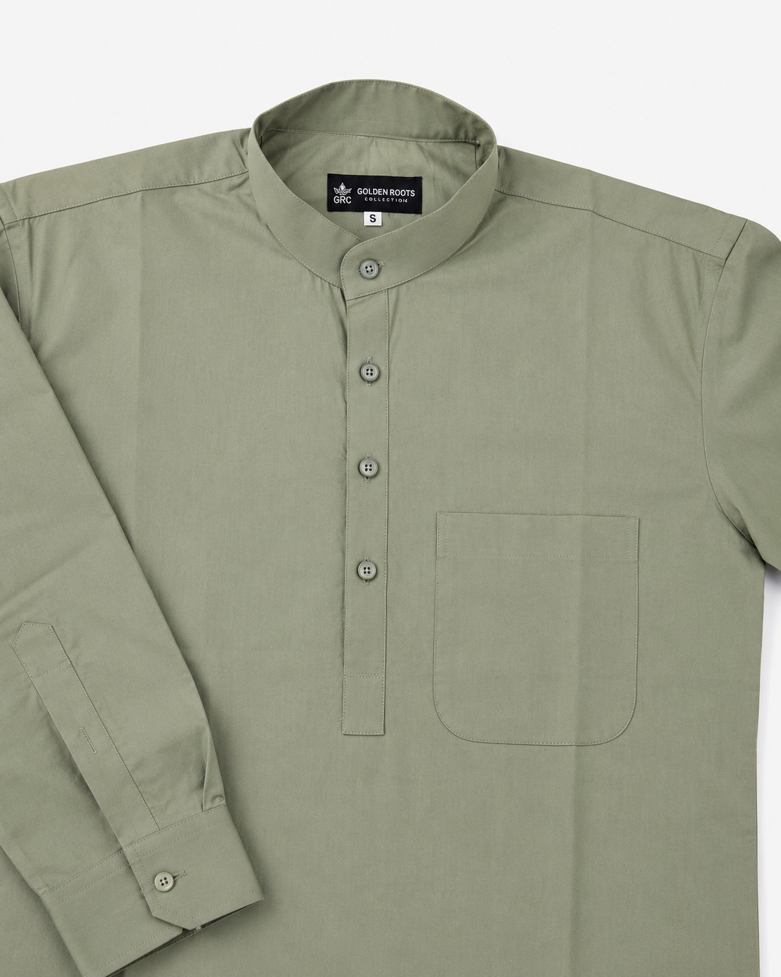 THE COTTON POPOVER SHIRT - SAGE OLIVE