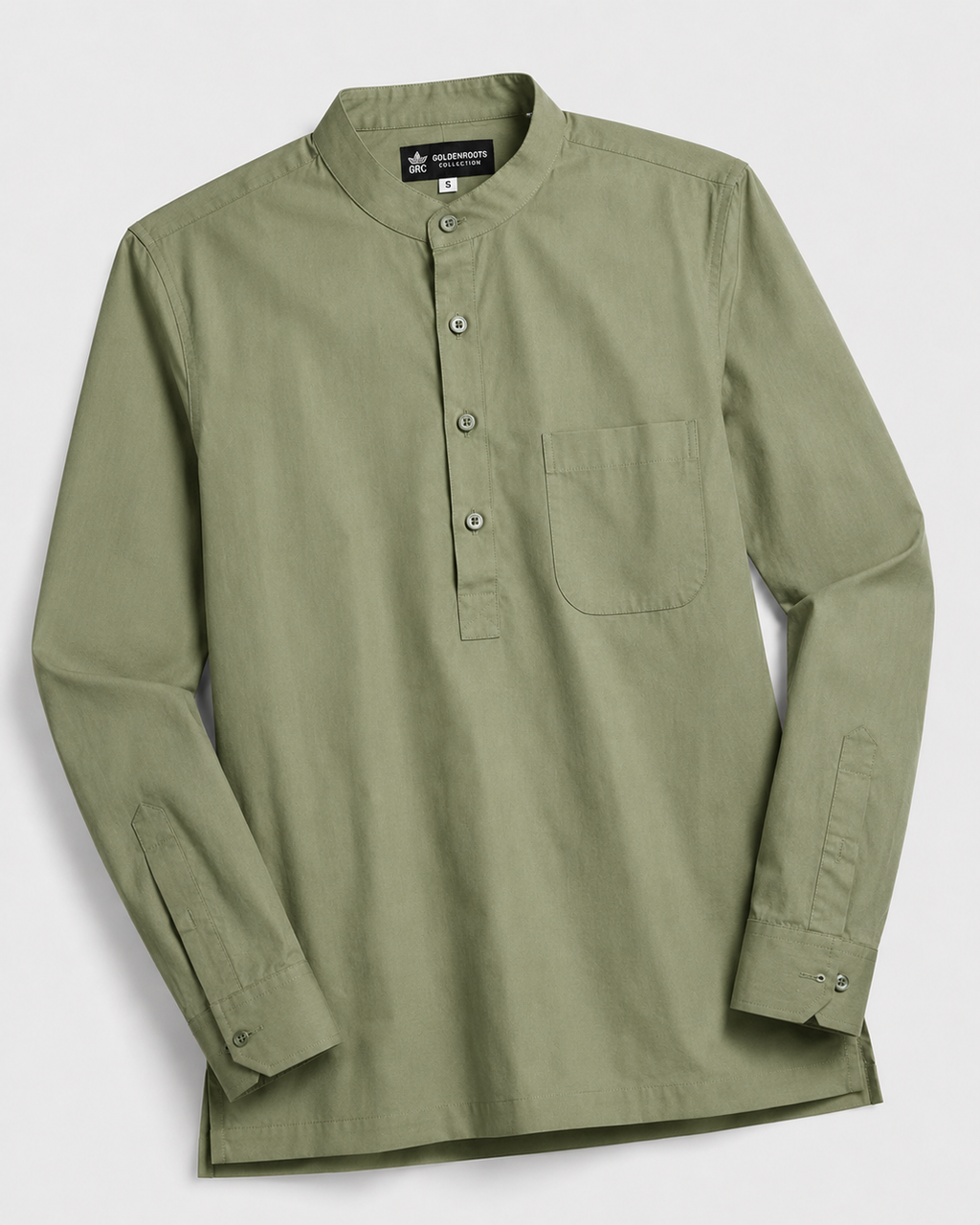 THE COTTON POPOVER SHIRT - SAGE OLIVE