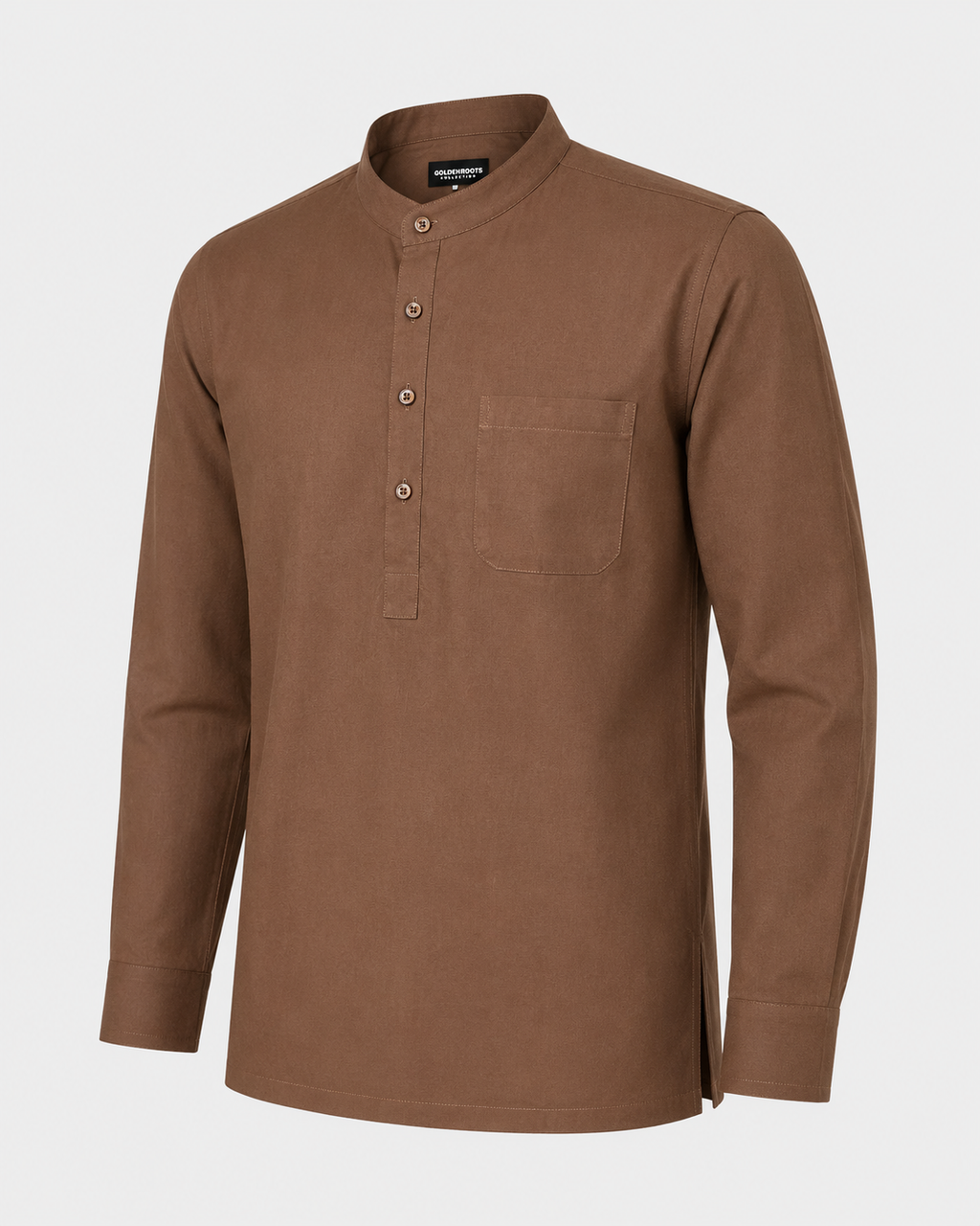 THE COTTON POPOVER SHIRT - CHESTNUT BROWN