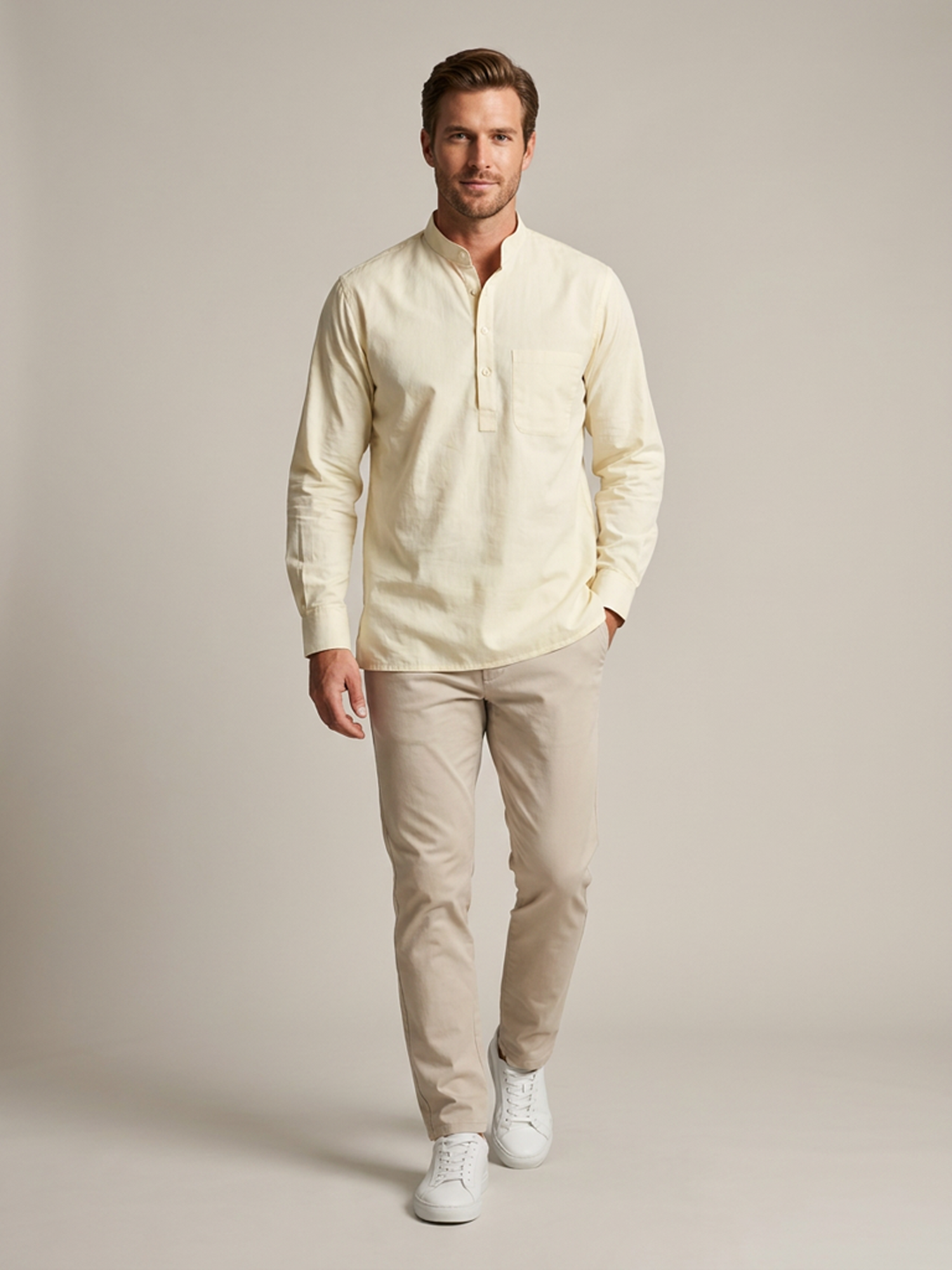THE COTTON POPOVER SHIRT - IVORY CREAM