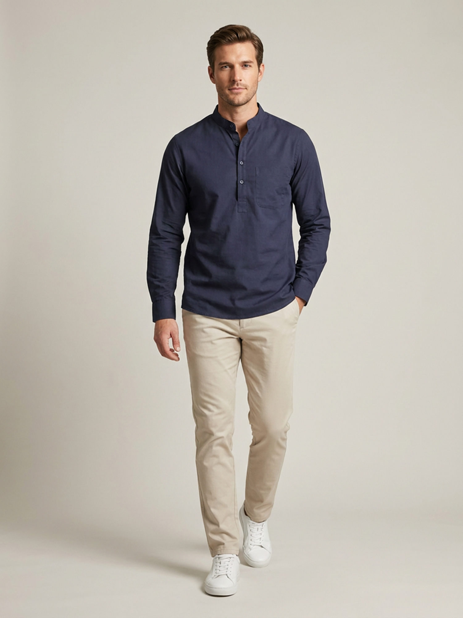 THE COTTON POPOVER SHIRT - MIDNIGHT NAVY
