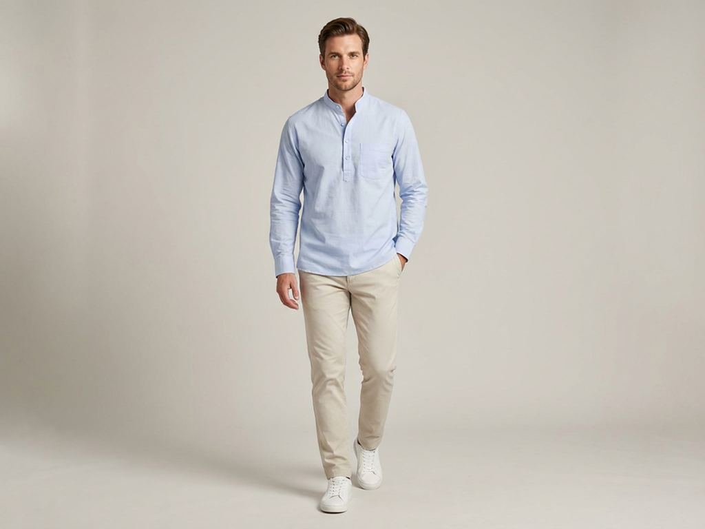 THE COTTON POPOVER SHIRT - SKY BLUE