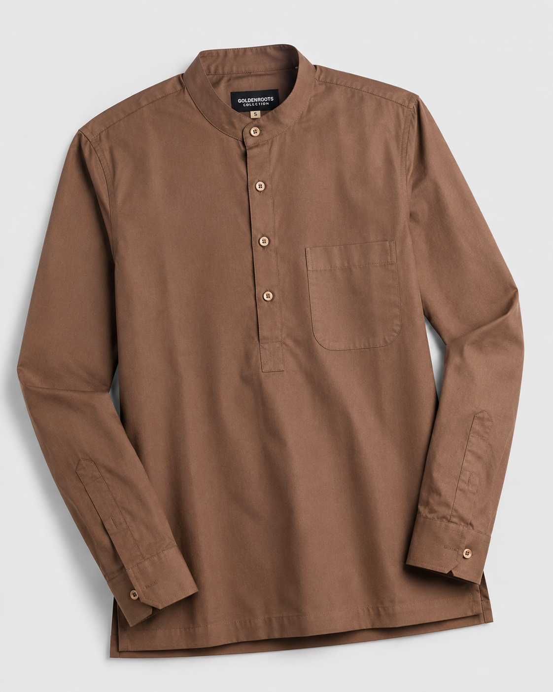 THE COTTON POPOVER SHIRT - CHESTNUT BROWN
