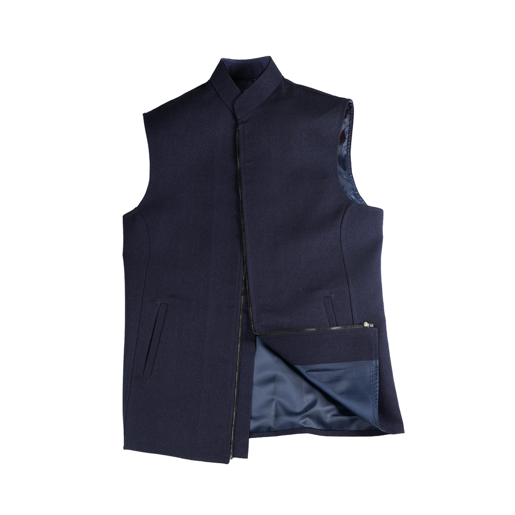 ARC PANEL ZIP WAISTCOAT – MIDNIGHT NAVY