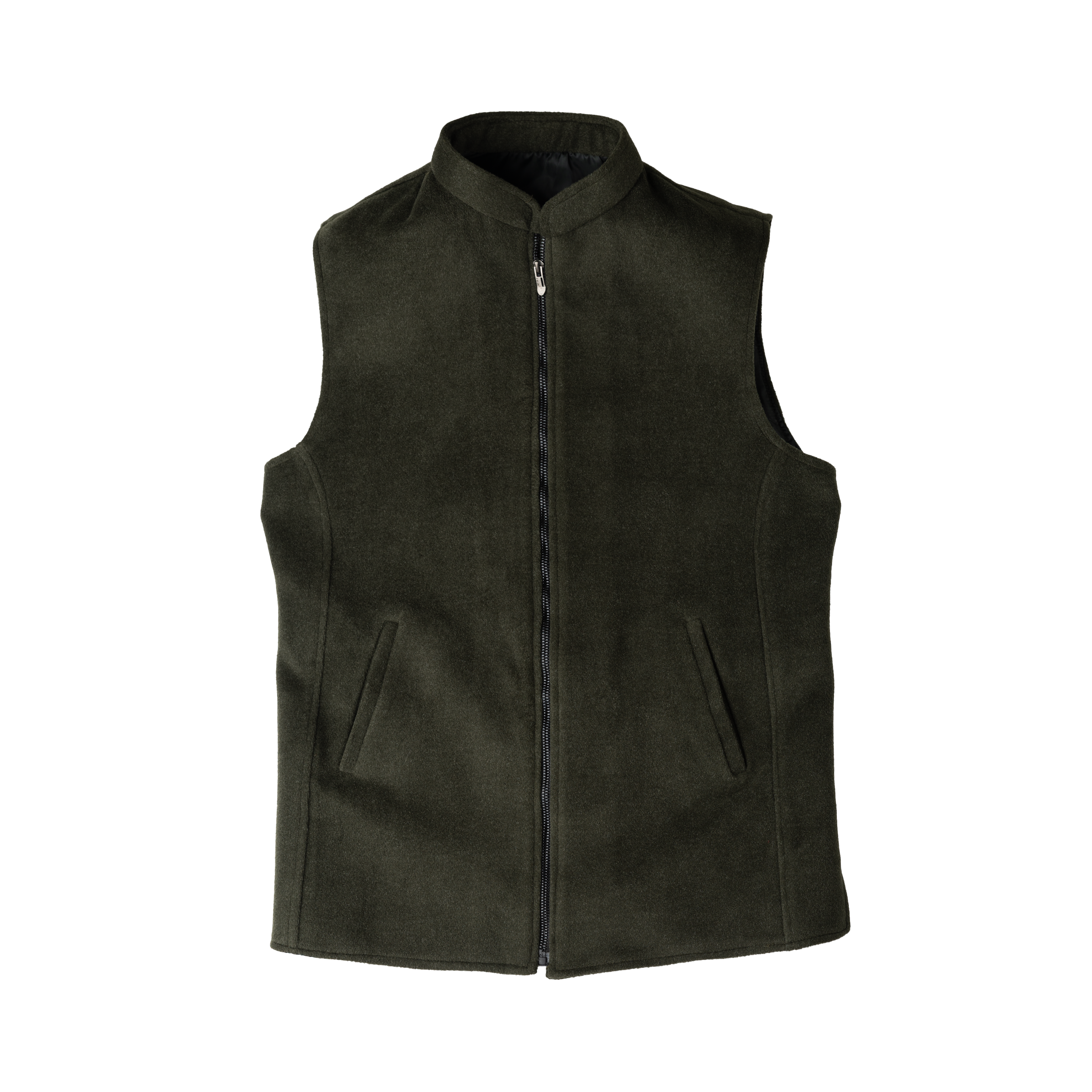 ARC PANEL ZIP WAISTCOAT – OLIVE GREEN