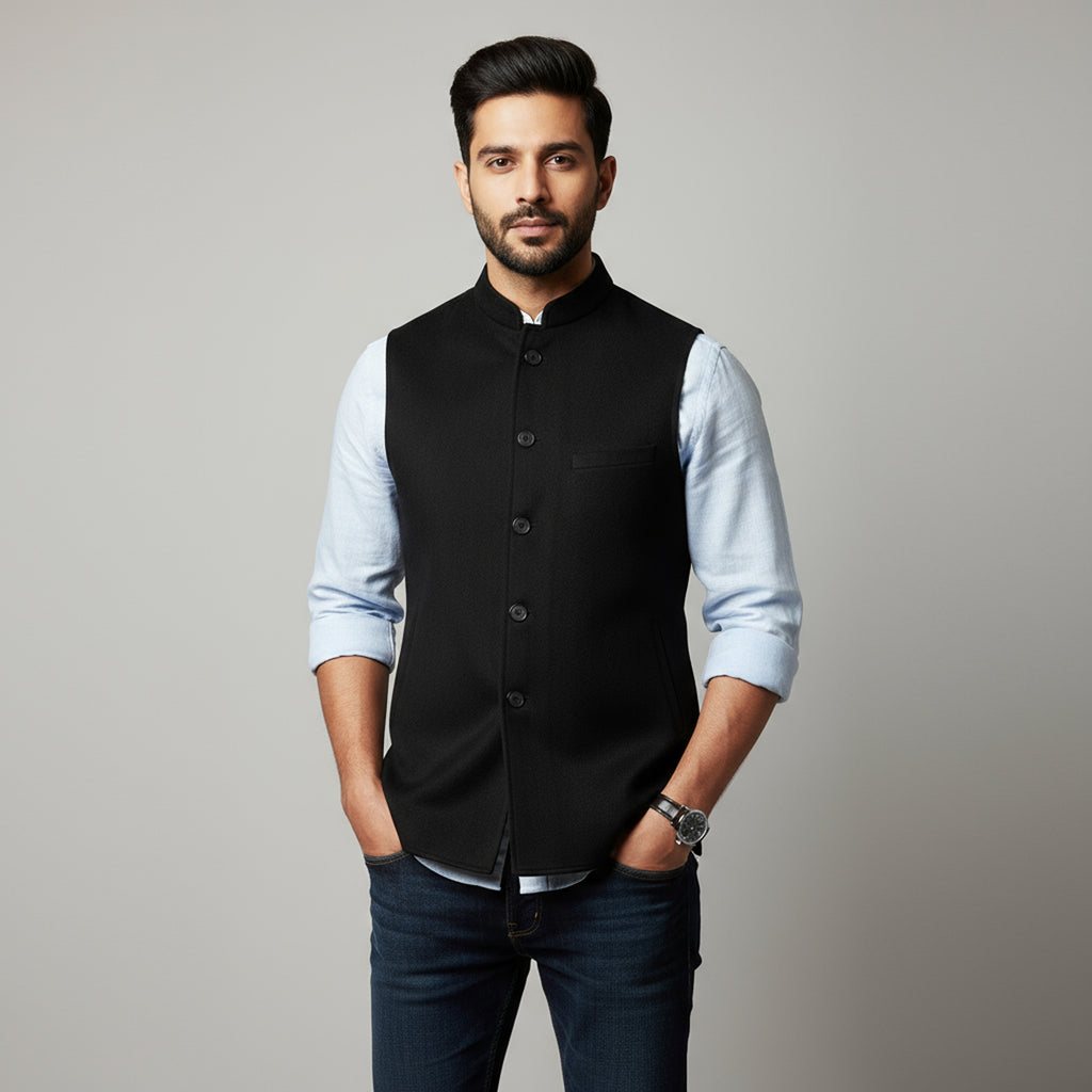 CLASSIC BUTTON WAISTCOAT – CLASSIC BLACK