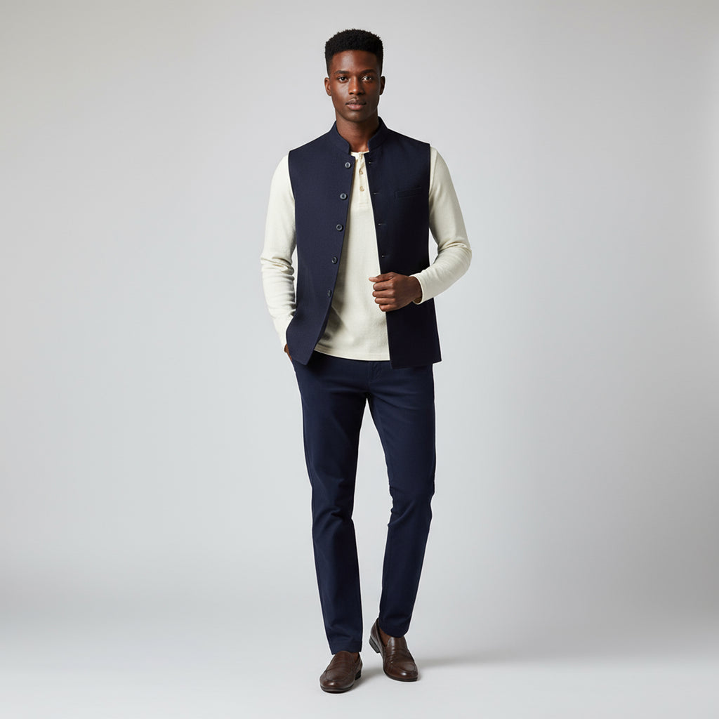 CLASSIC BUTTON WAISTCOAT – MIDNIGHT NAVY
