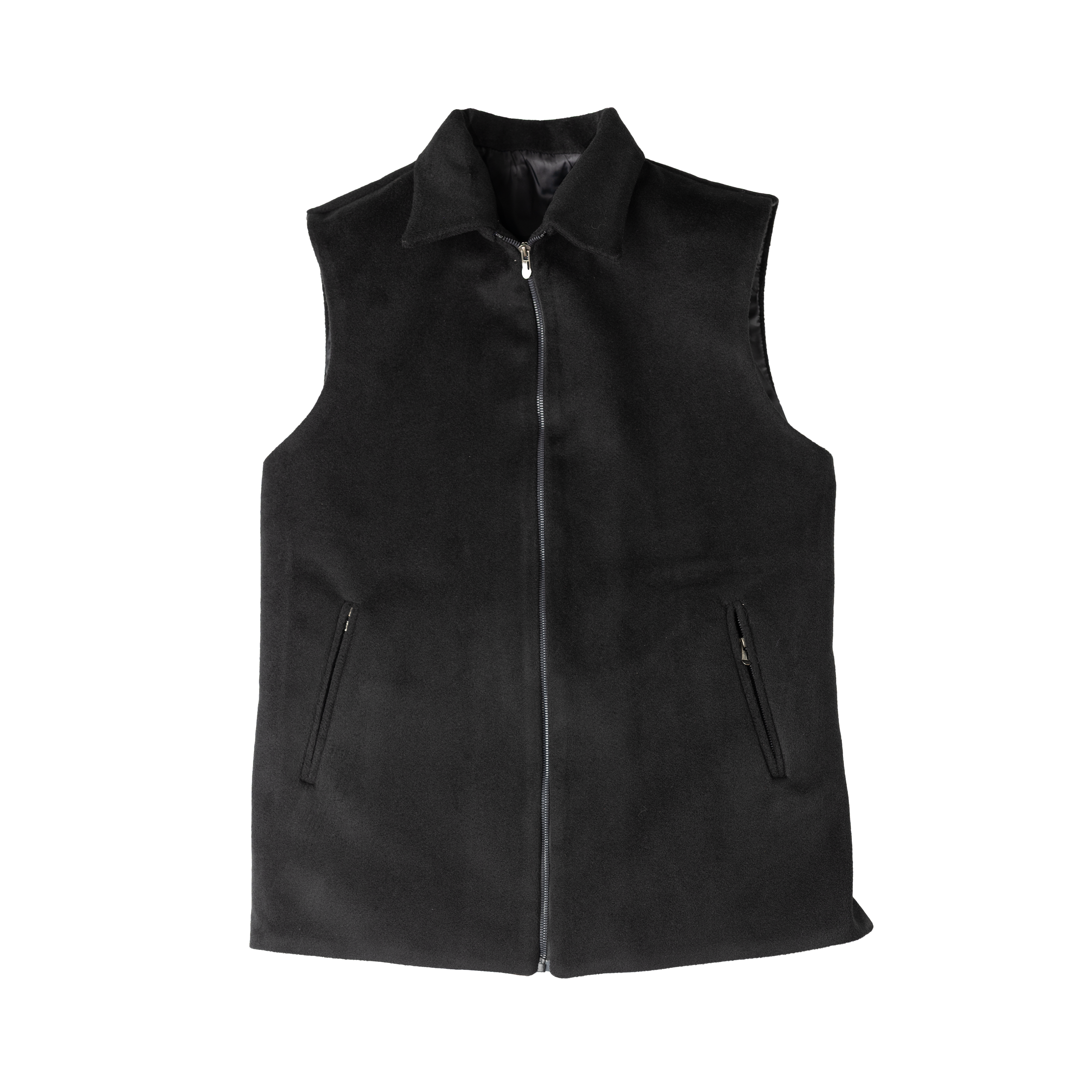 COLLARED LAYERING ZIP WAISTCOAT – CLASSIC BLACK