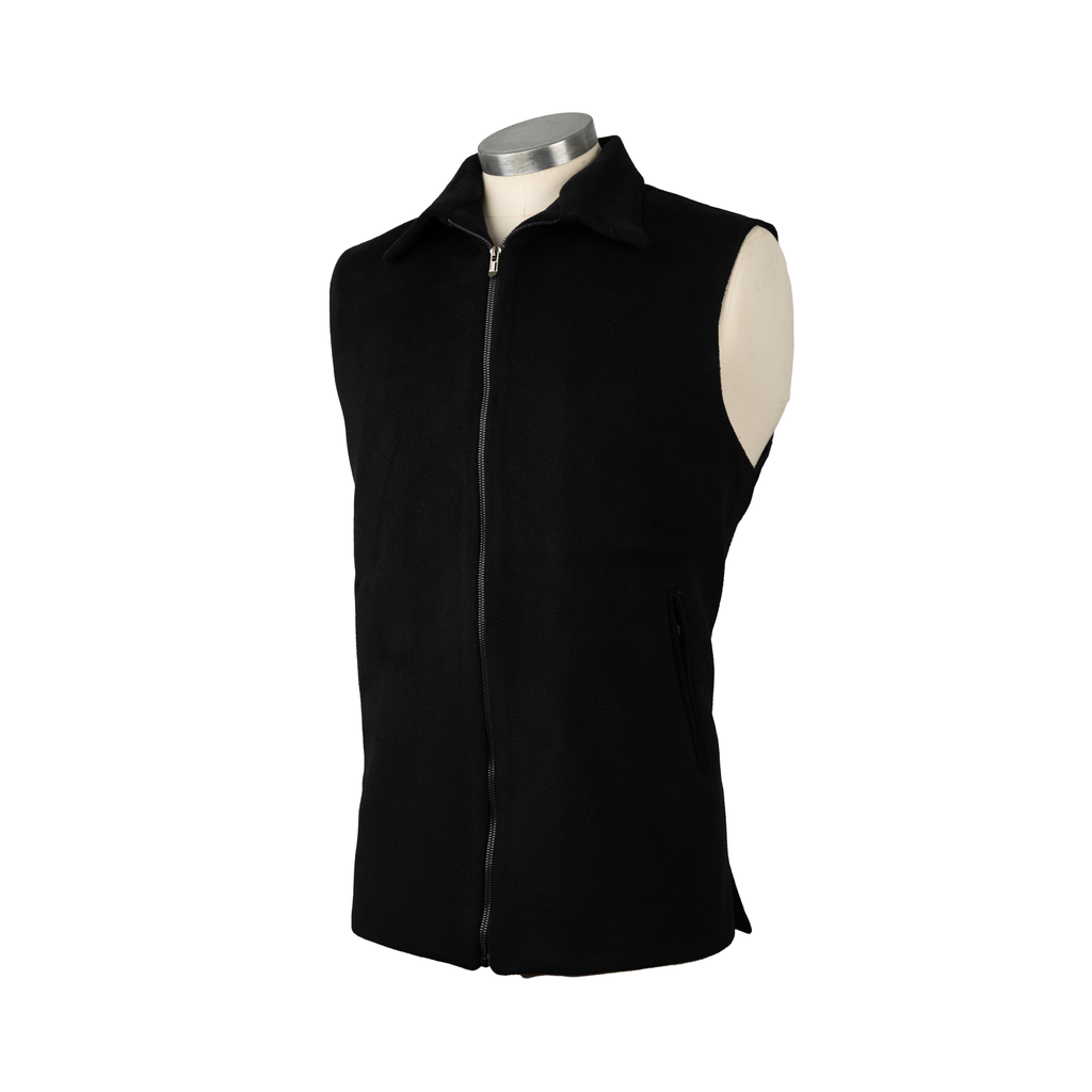 COLLARED LAYERING ZIP WAISTCOAT – CLASSIC BLACK