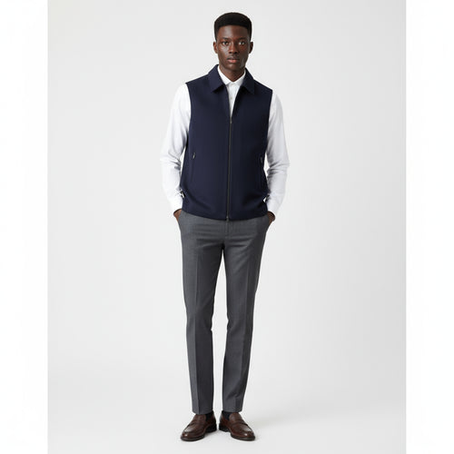 COLLARED LAYERING ZIP WAISTCOAT – MIDNIGHT NAVY