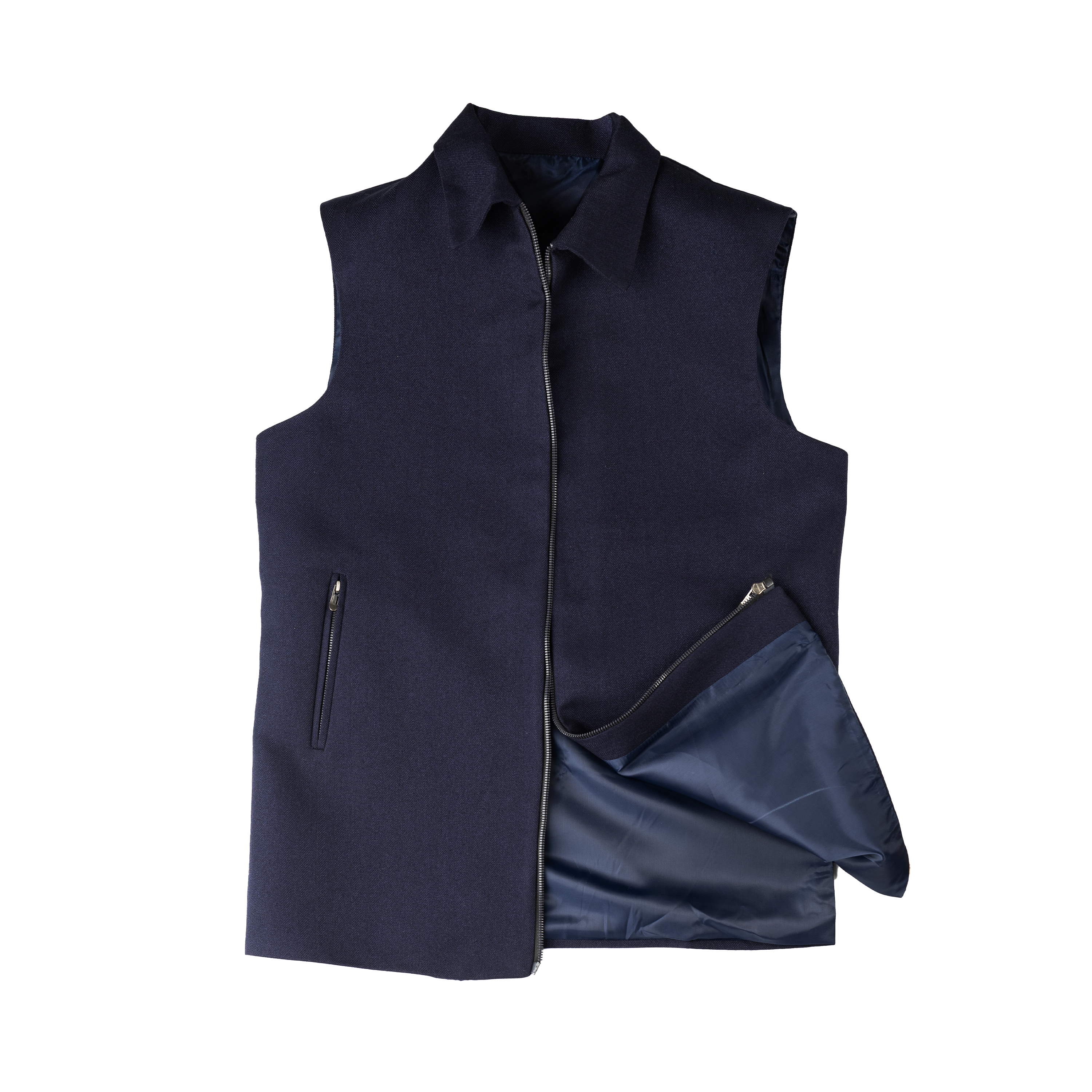 COLLARED LAYERING ZIP WAISTCOAT – MIDNIGHT NAVY