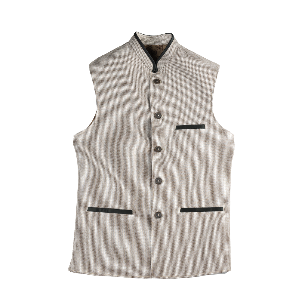 CONTRAST TRIM WAISTCOAT – BEIGE SAND