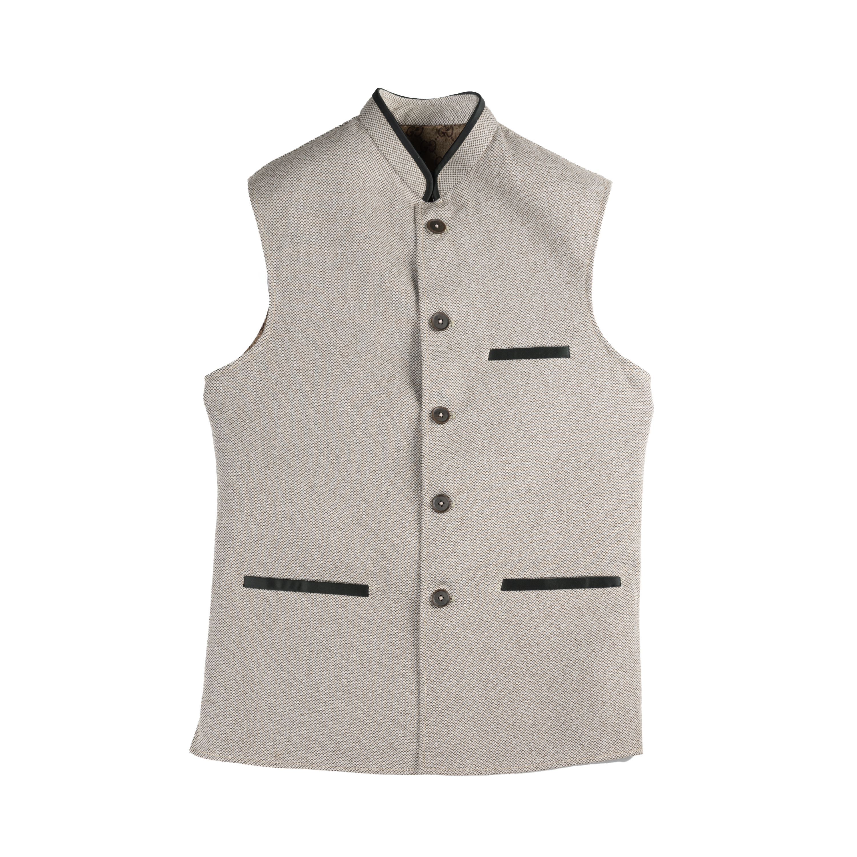 CONTRAST TRIM WAISTCOAT – BEIGE SAND