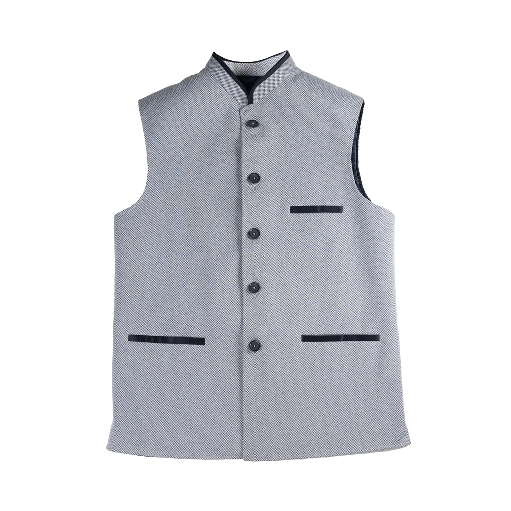 CONTRAST TRIM WAISTCOAT – STEEL BLUE