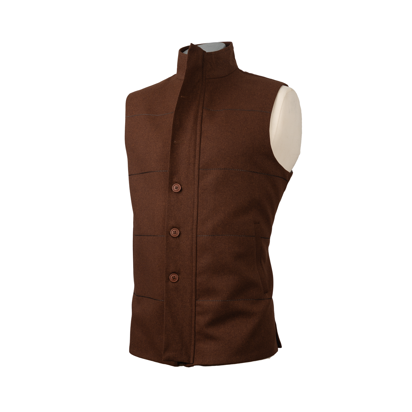 DUAL CLOSURE WAISTCOAT – CHESTNUT BROWN