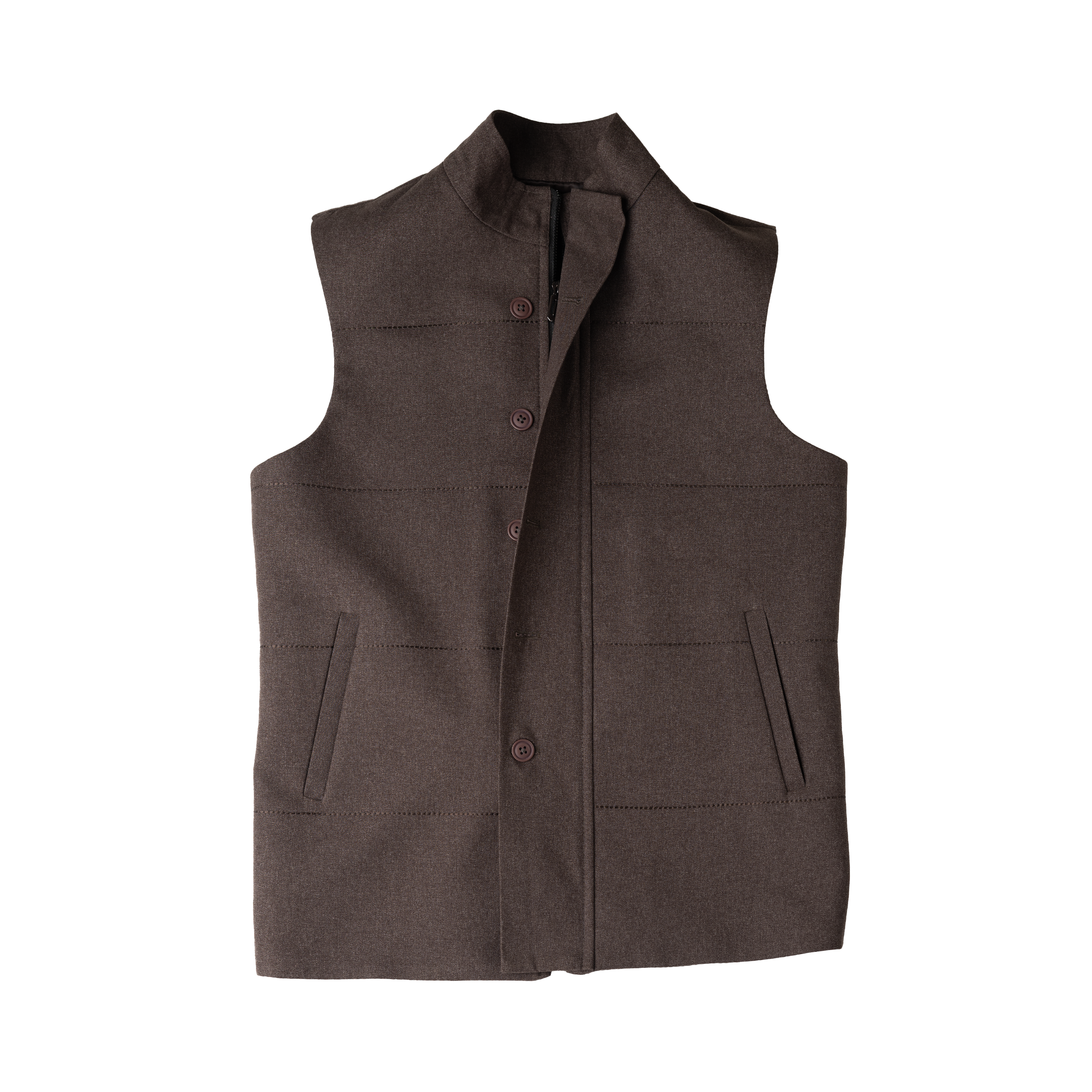 DUAL CLOSURE WAISTCOAT – MOCHA BROWN