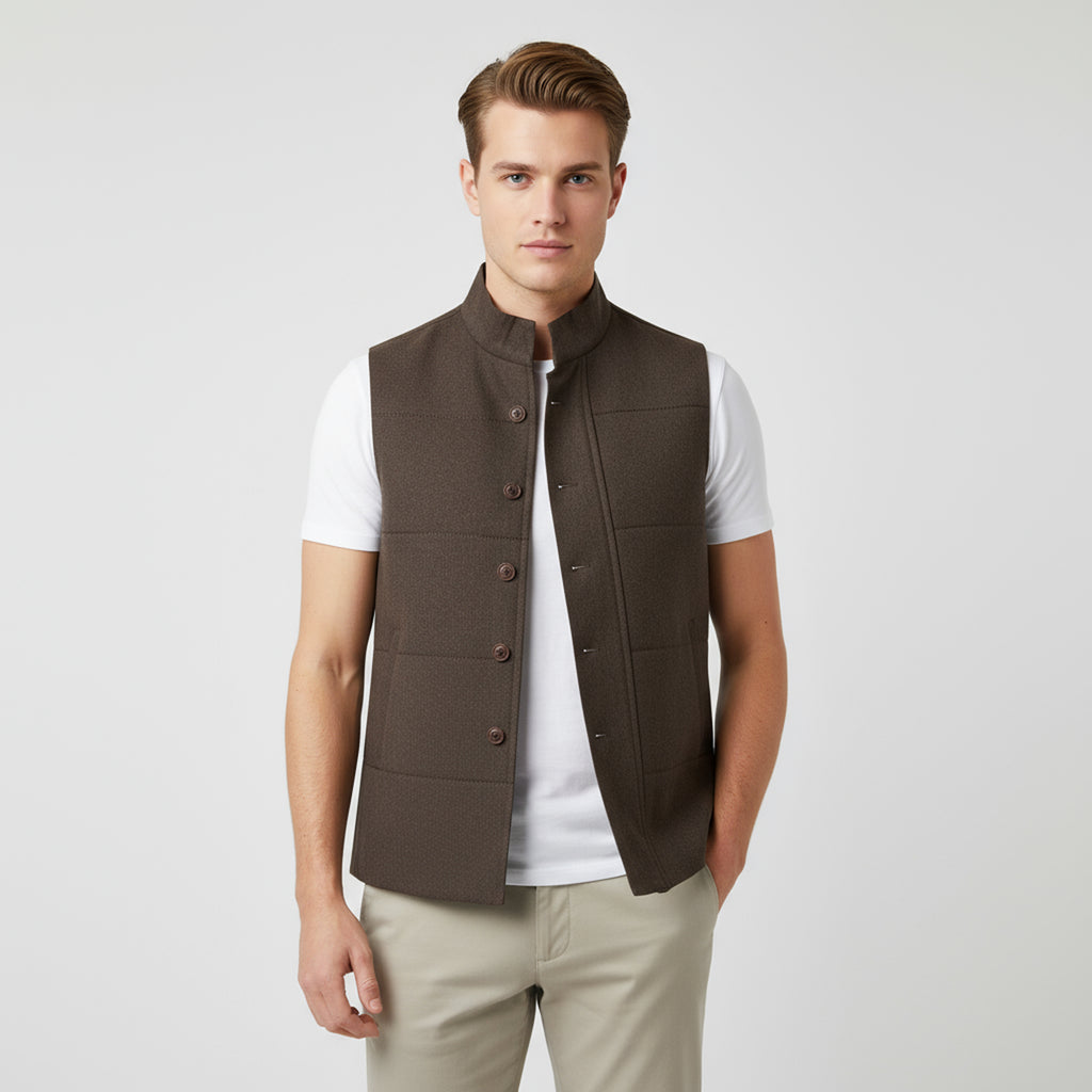 DUAL CLOSURE WAISTCOAT – MOCHA BROWN