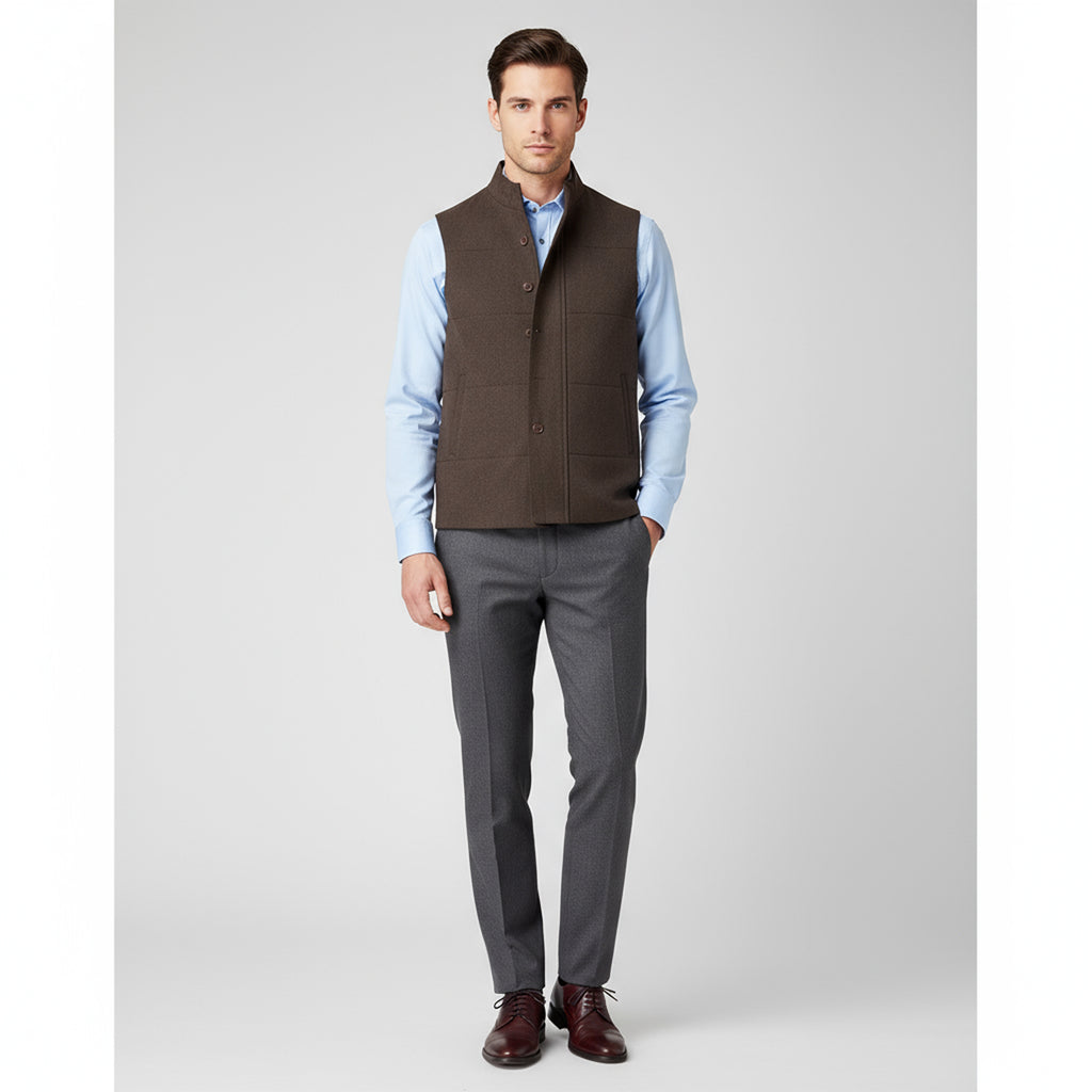 DUAL CLOSURE WAISTCOAT – MOCHA BROWN