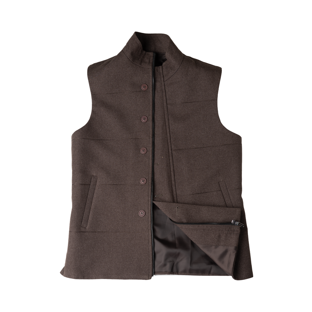 DUAL CLOSURE WAISTCOAT – MOCHA BROWN