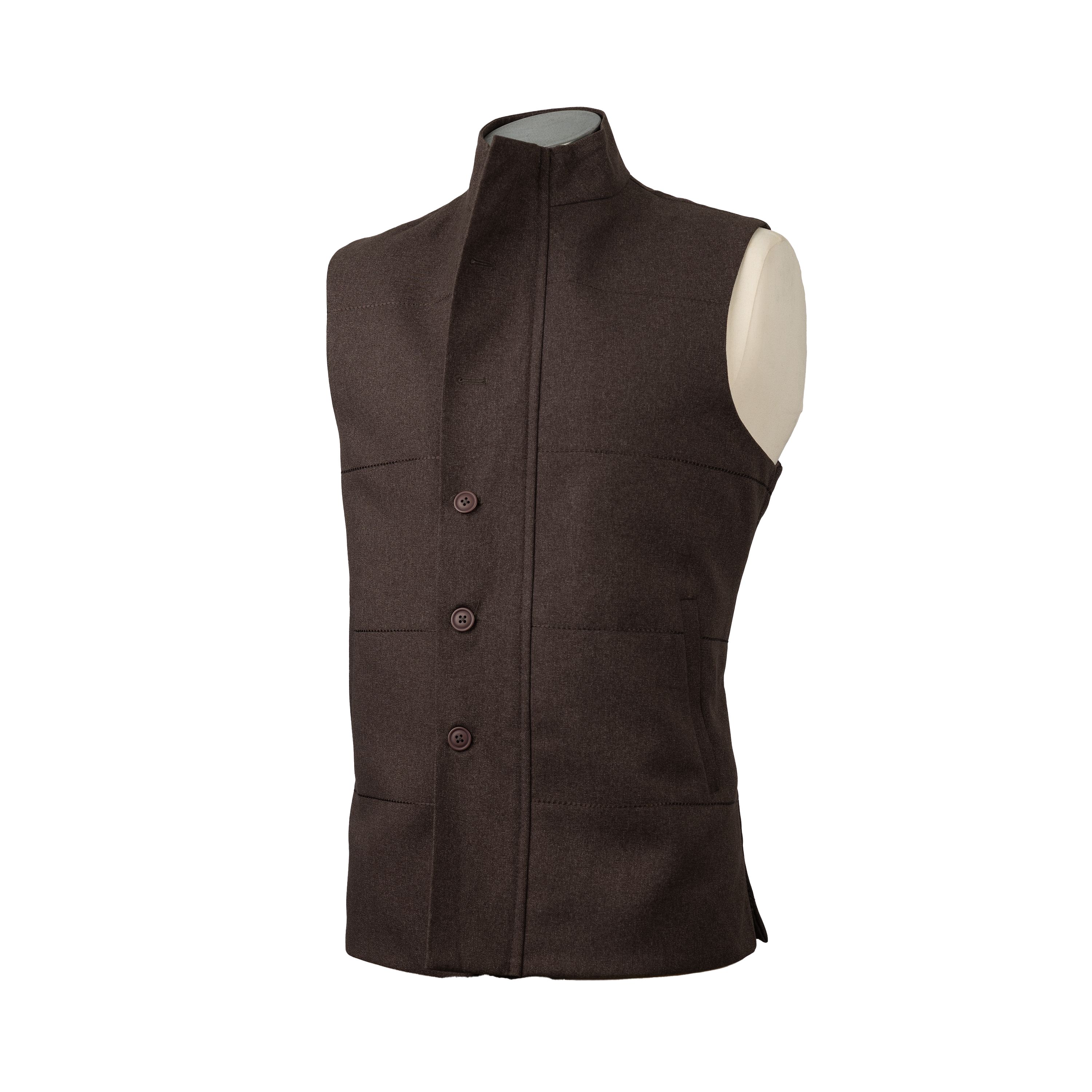 DUAL CLOSURE WAISTCOAT – MOCHA BROWN
