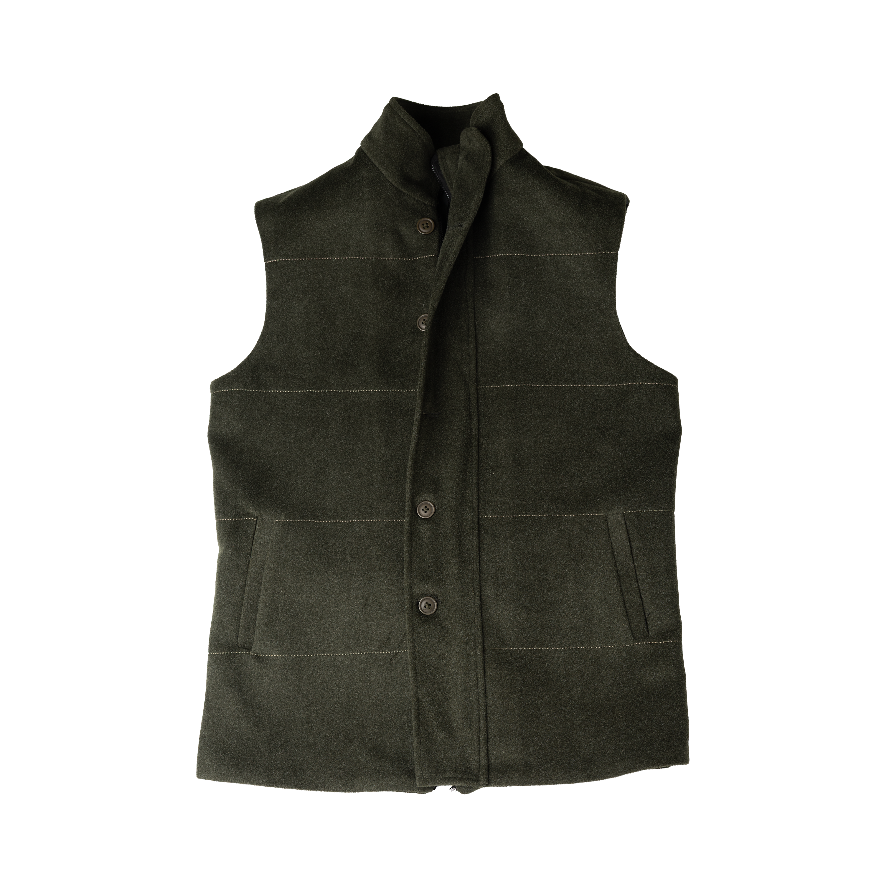 DUAL CLOSURE WAISTCOAT – OLIVE GREEN