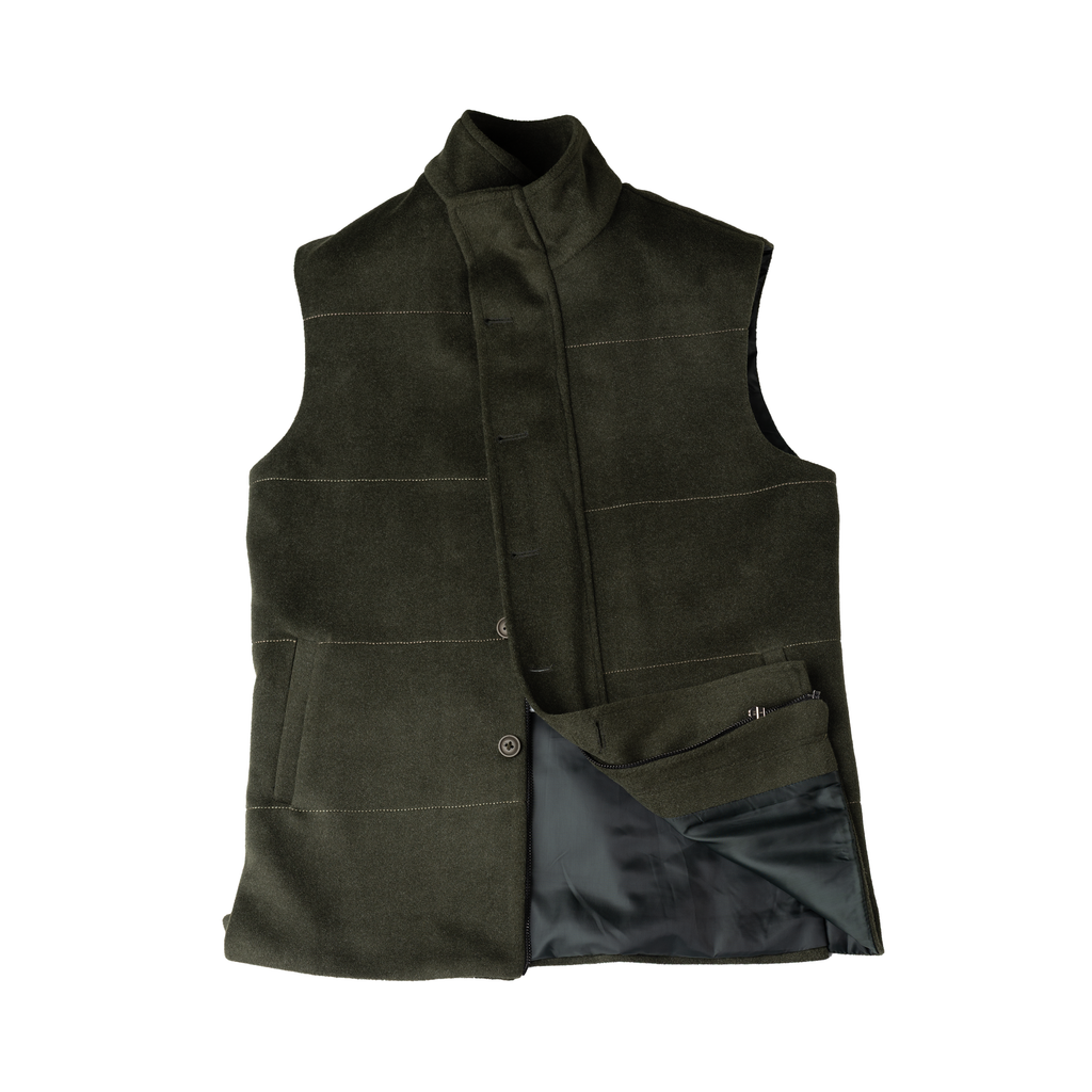 DUAL CLOSURE WAISTCOAT – OLIVE GREEN