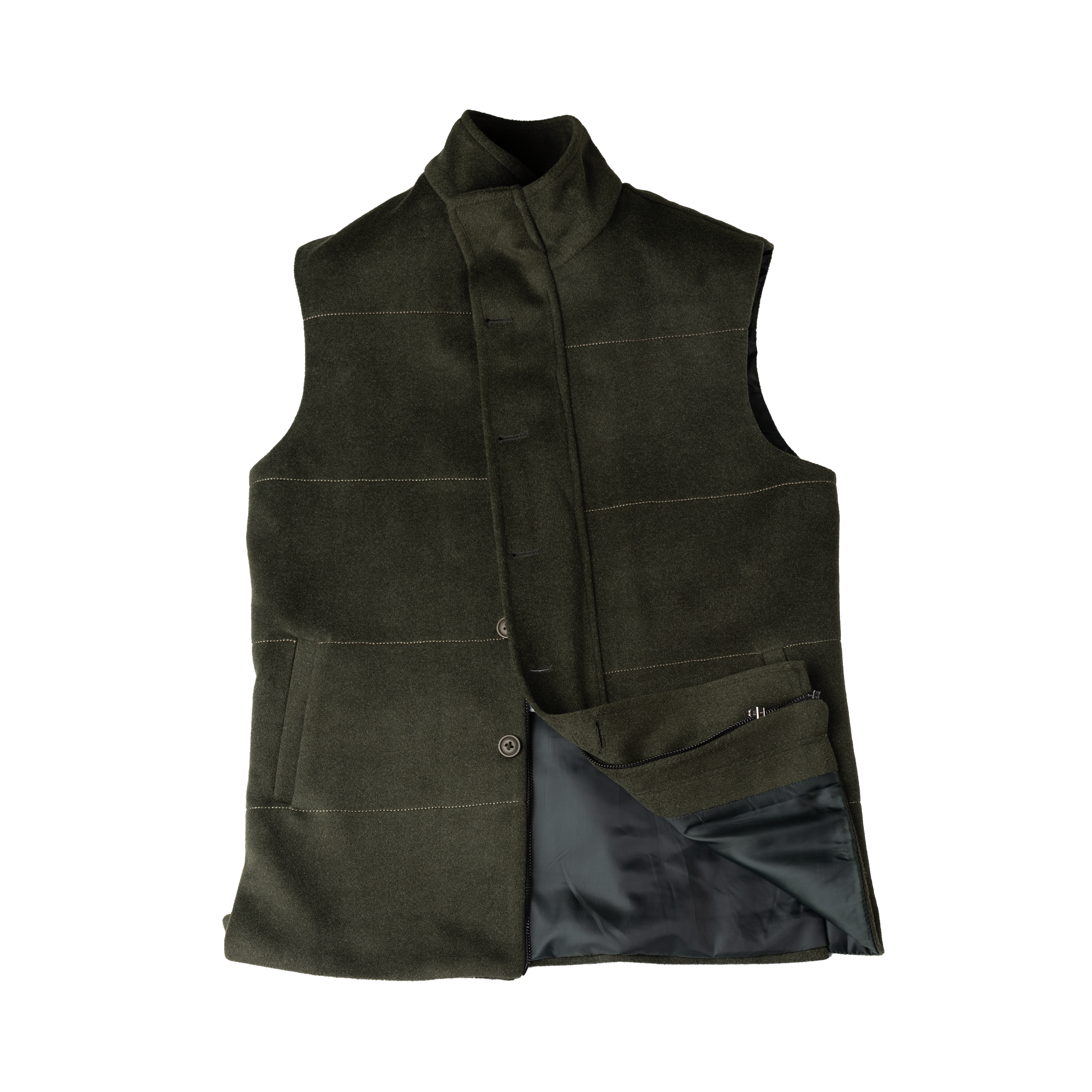 DUAL CLOSURE WAISTCOAT – OLIVE GREEN