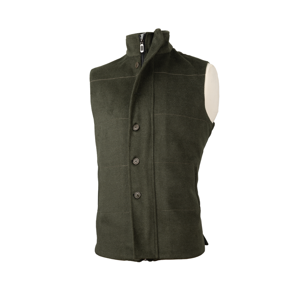 DUAL CLOSURE WAISTCOAT – OLIVE GREEN