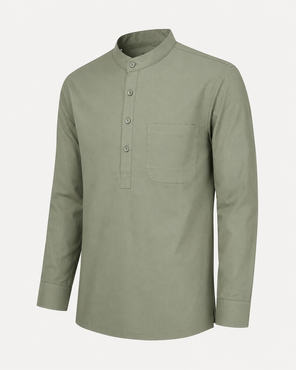 THE COTTON POPOVER SHIRT - SAGE OLIVE