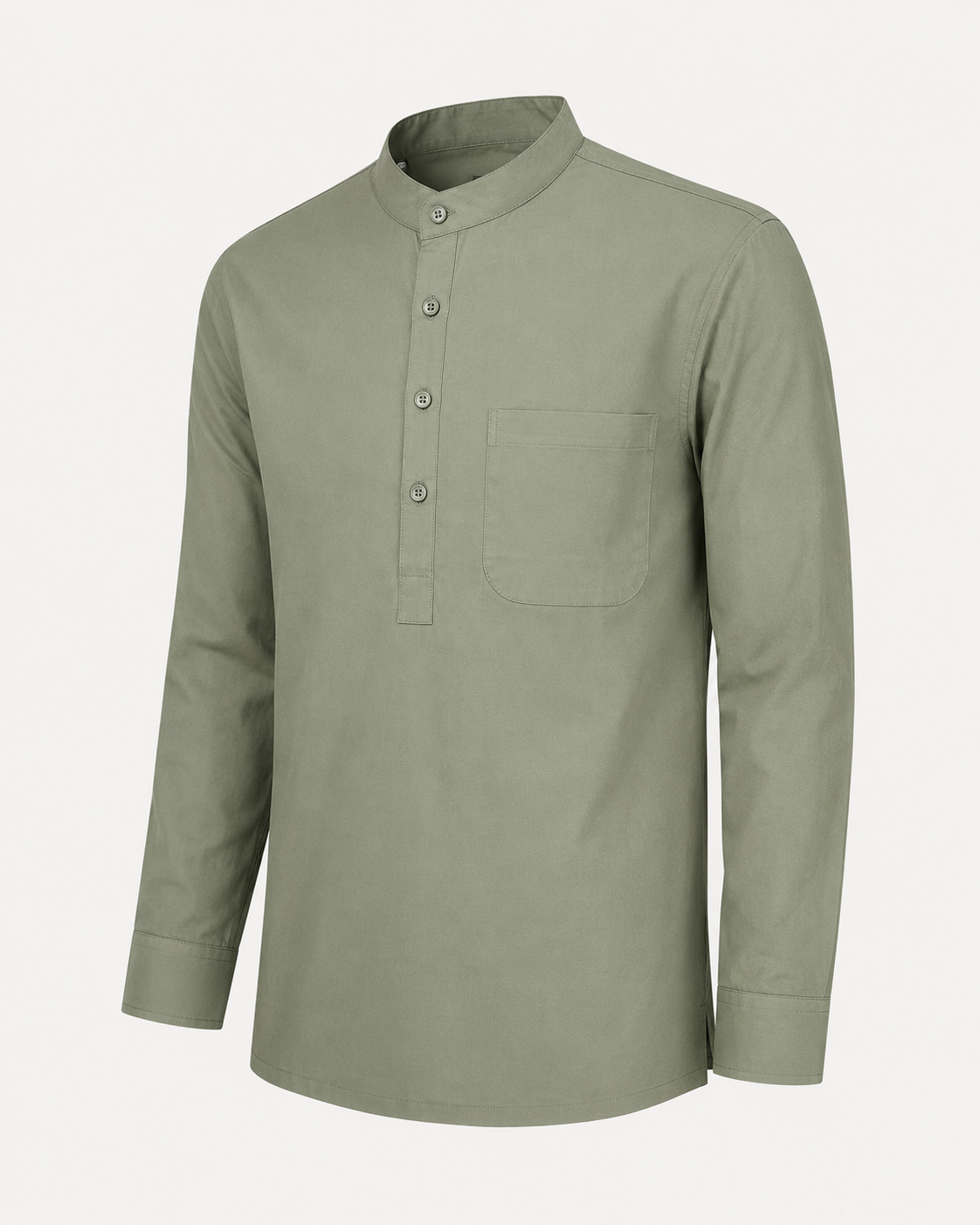 THE COTTON POPOVER SHIRT - SAGE OLIVE