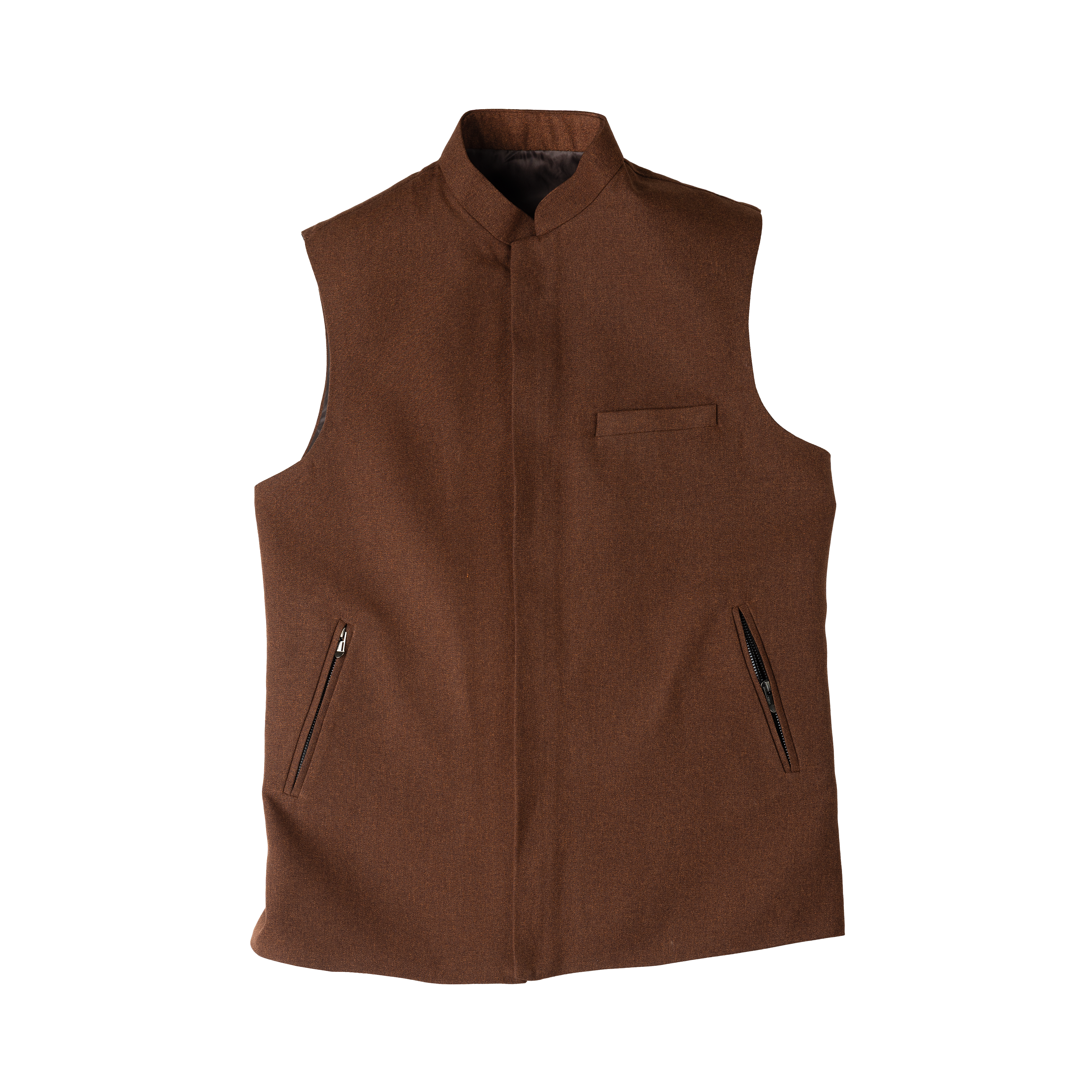 MODERN ZIP WAISTCOAT – CHESTNUT BROWN