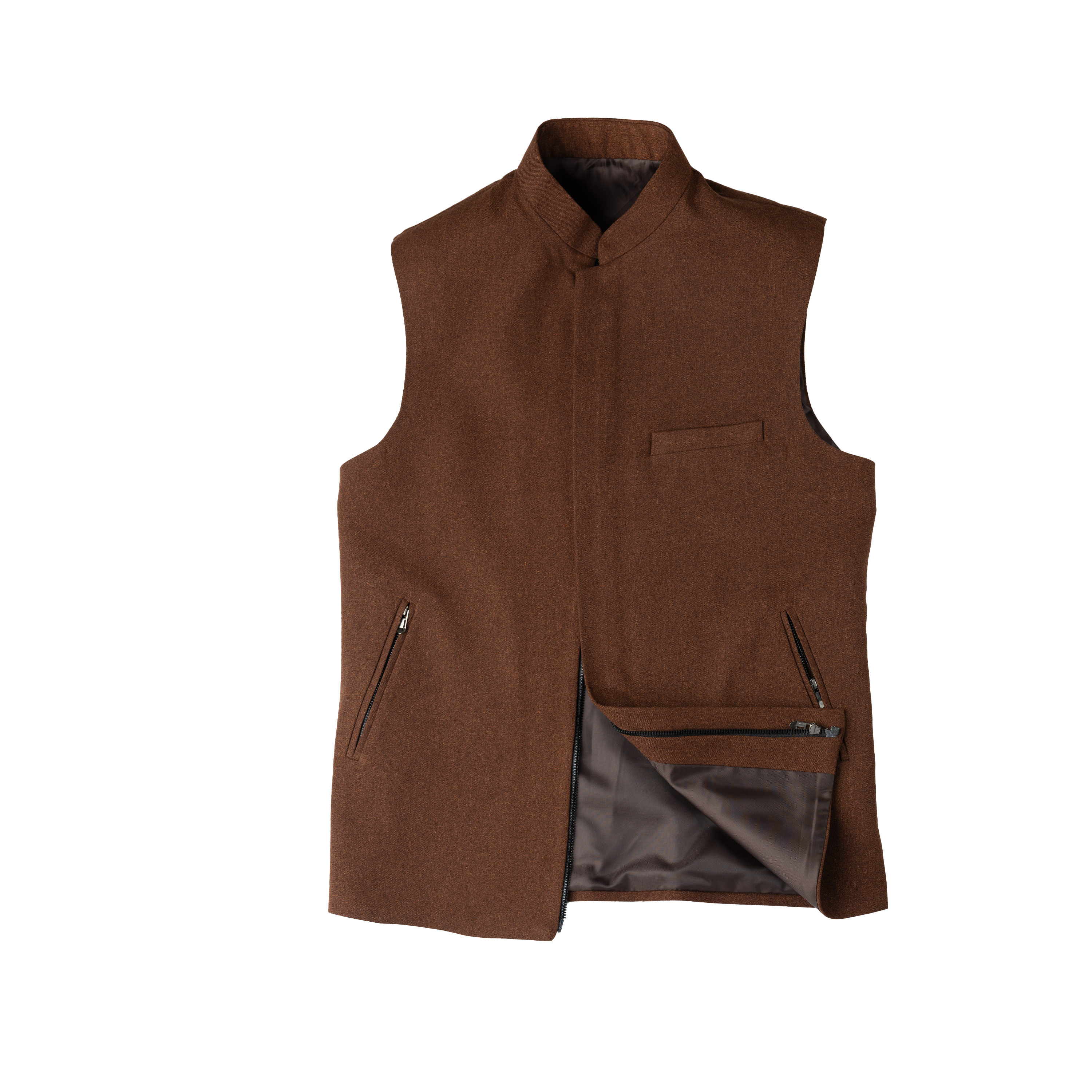 MODERN ZIP WAISTCOAT – CHESTNUT BROWN