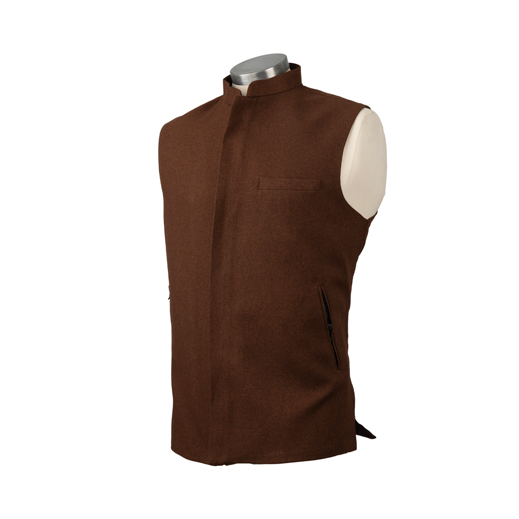 MODERN ZIP WAISTCOAT – CHESTNUT BROWN