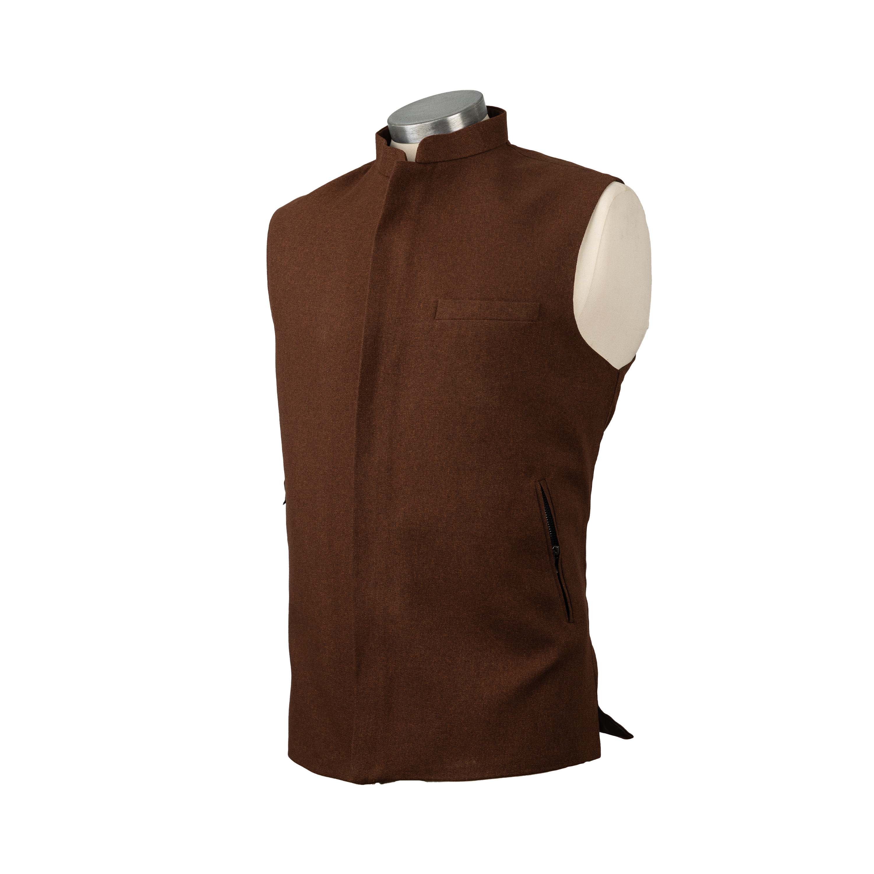 MODERN ZIP WAISTCOAT – CHESTNUT BROWN