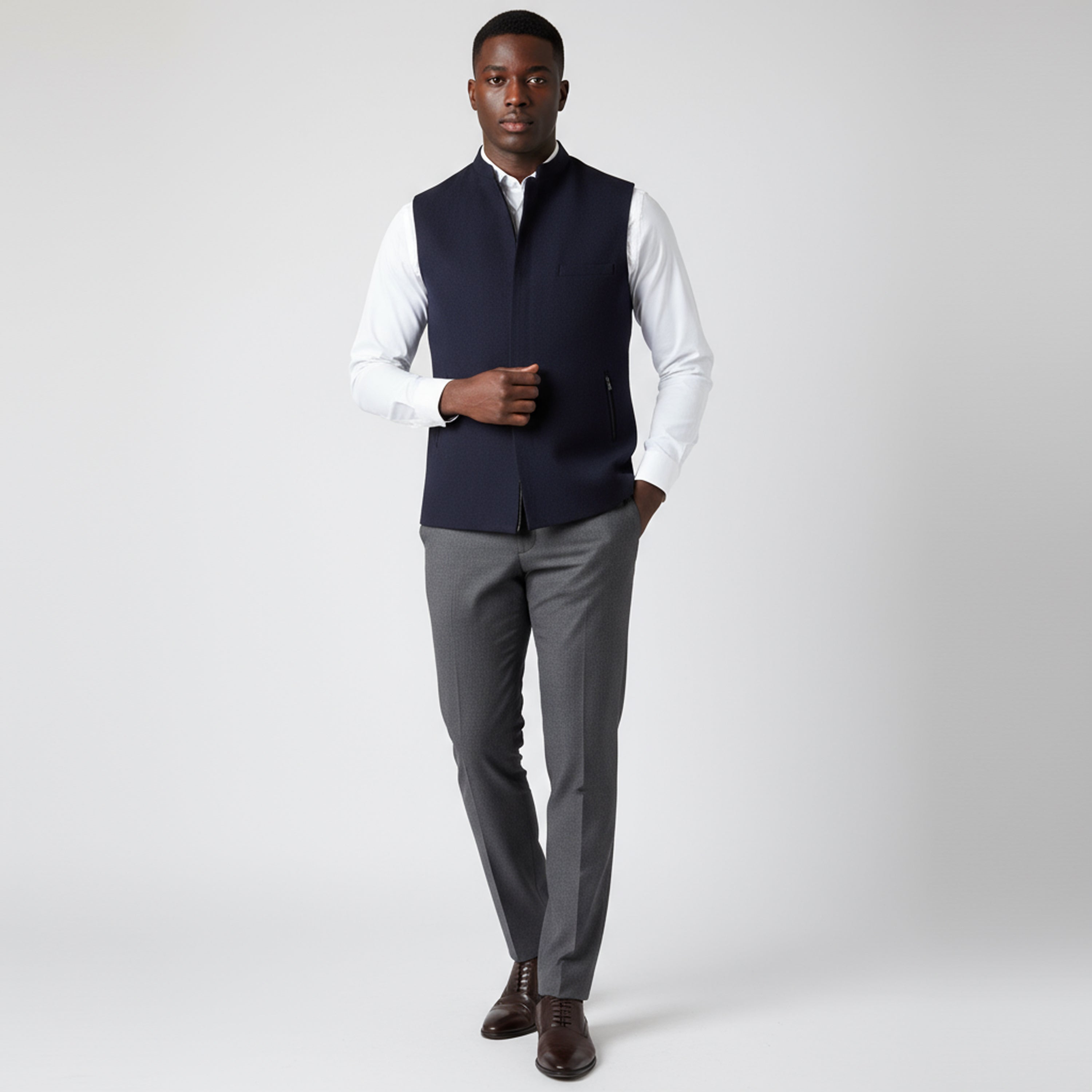 Modern Zip Waistcoat – Midnight Navy | Premium Men's Formal Wear