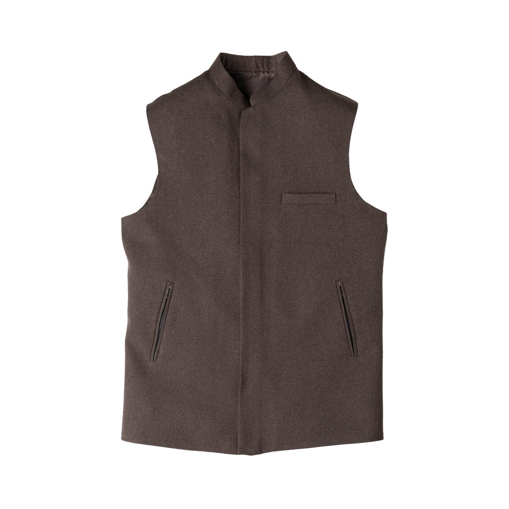 MODERN ZIP WAISTCOAT – MOCHA BROWN