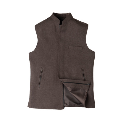 MODERN ZIP WAISTCOAT – MOCHA BROWN