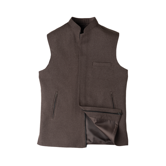 MODERN ZIP WAISTCOAT – MOCHA BROWN