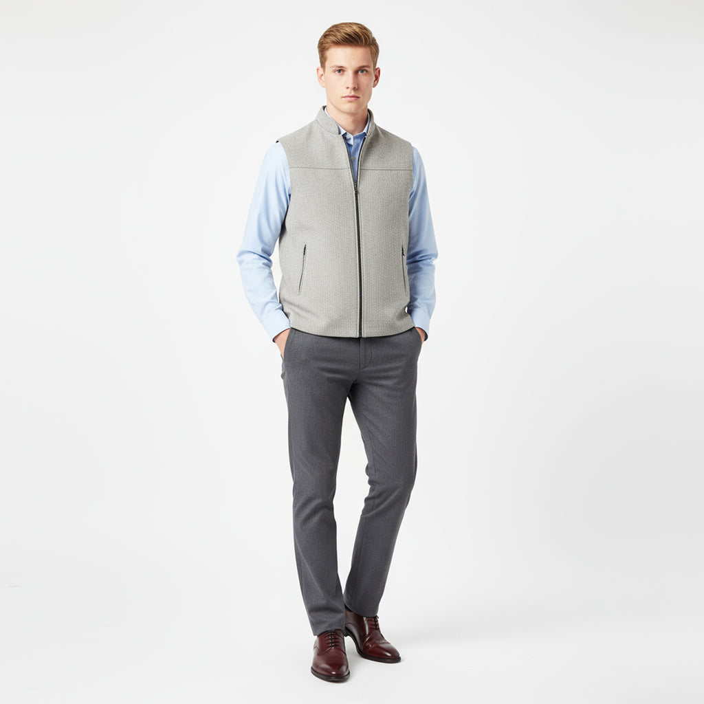 PANEL FRONT ZIP WAISTCOAT – BEIGE SAND