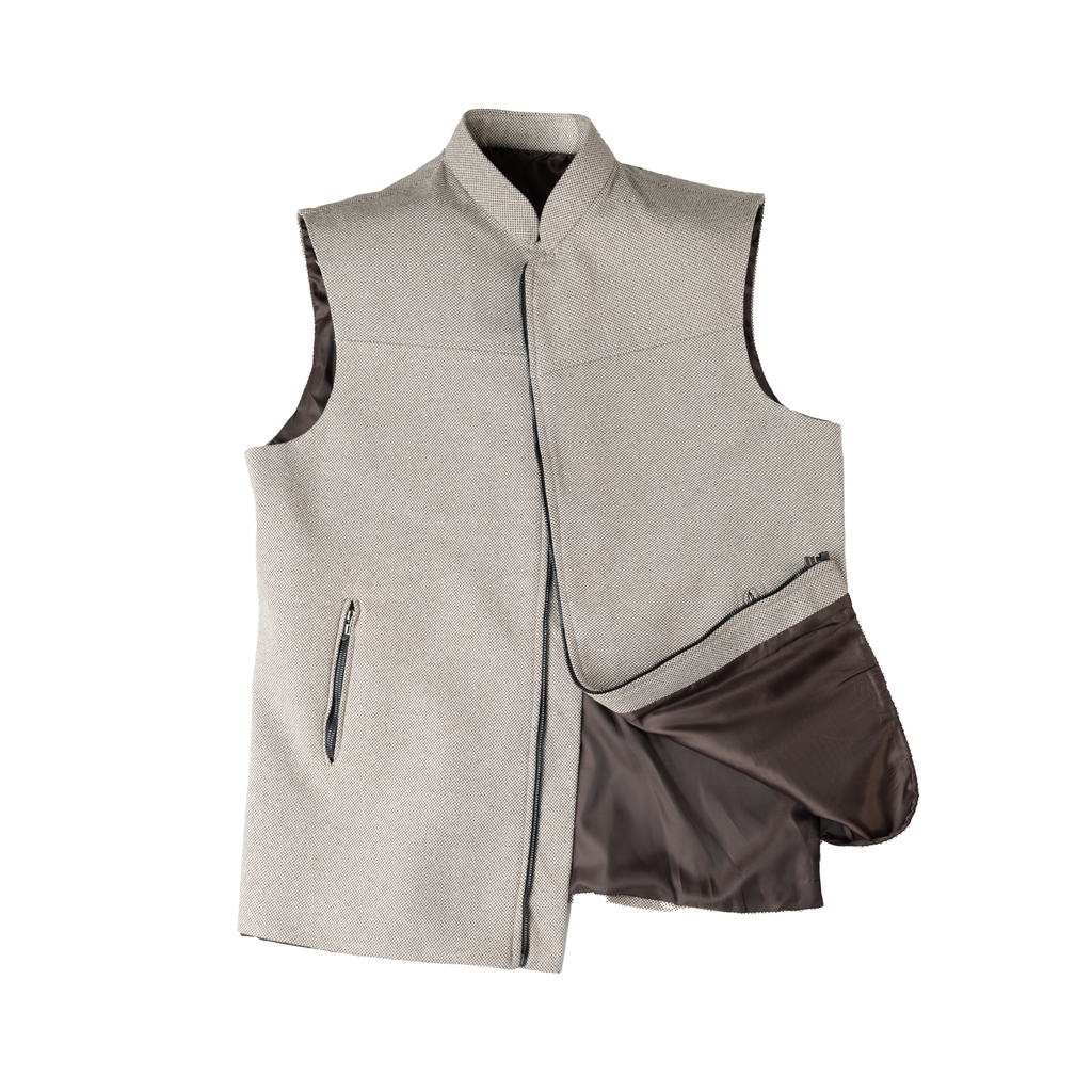 PANEL FRONT ZIP WAISTCOAT – BEIGE SAND