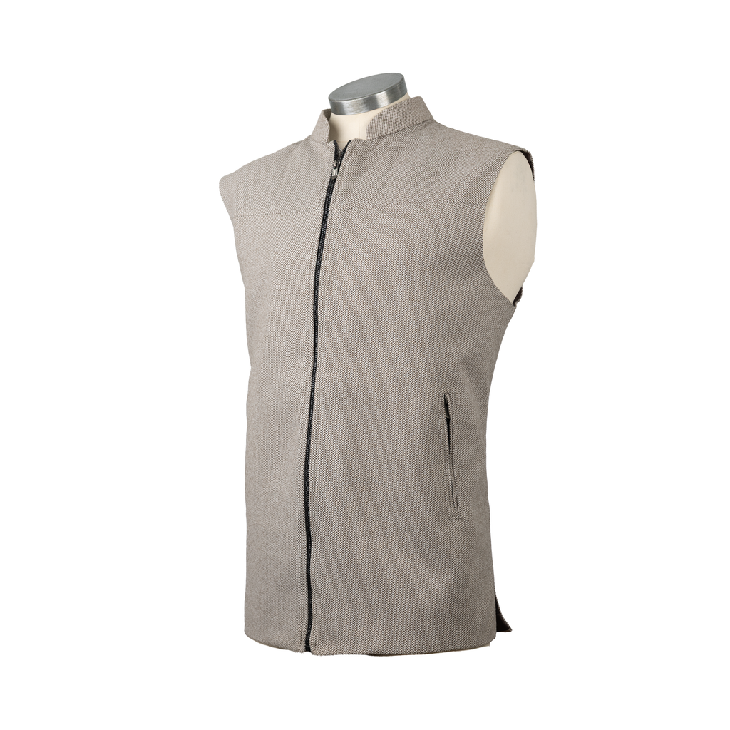 PANEL FRONT ZIP WAISTCOAT – BEIGE SAND