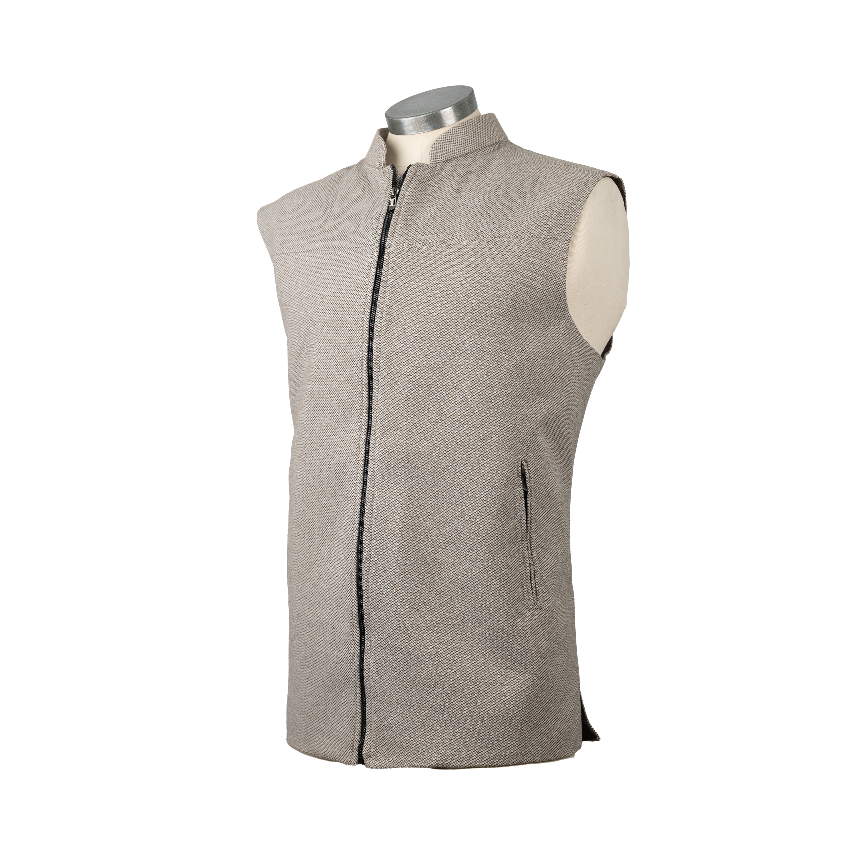 PANEL FRONT ZIP WAISTCOAT – BEIGE SAND