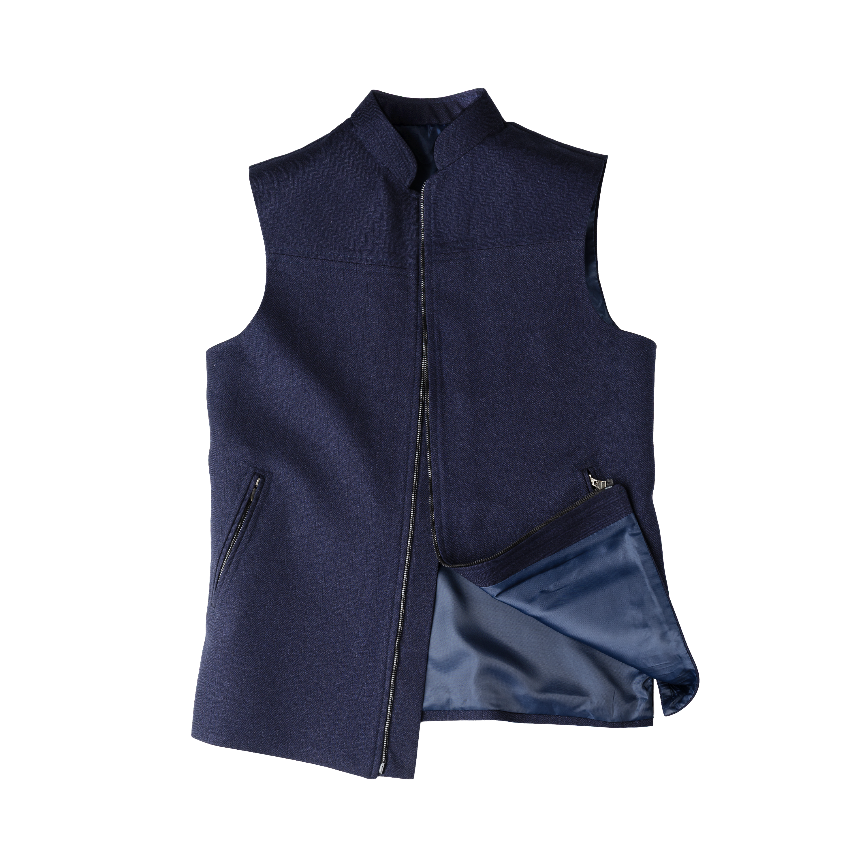 PANEL FRONT ZIP WAISTCOAT – MIDNIGHT NAVY