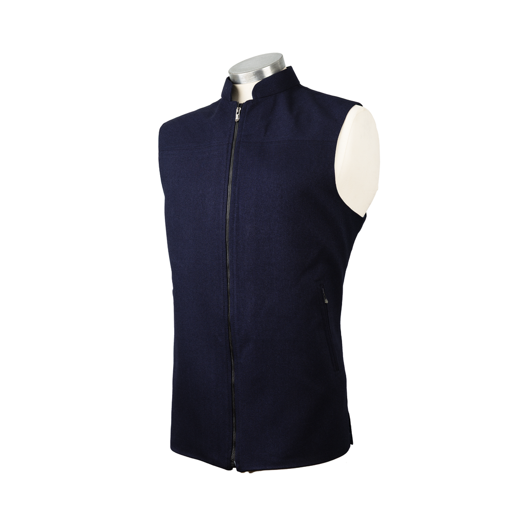 PANEL FRONT ZIP WAISTCOAT – MIDNIGHT NAVY