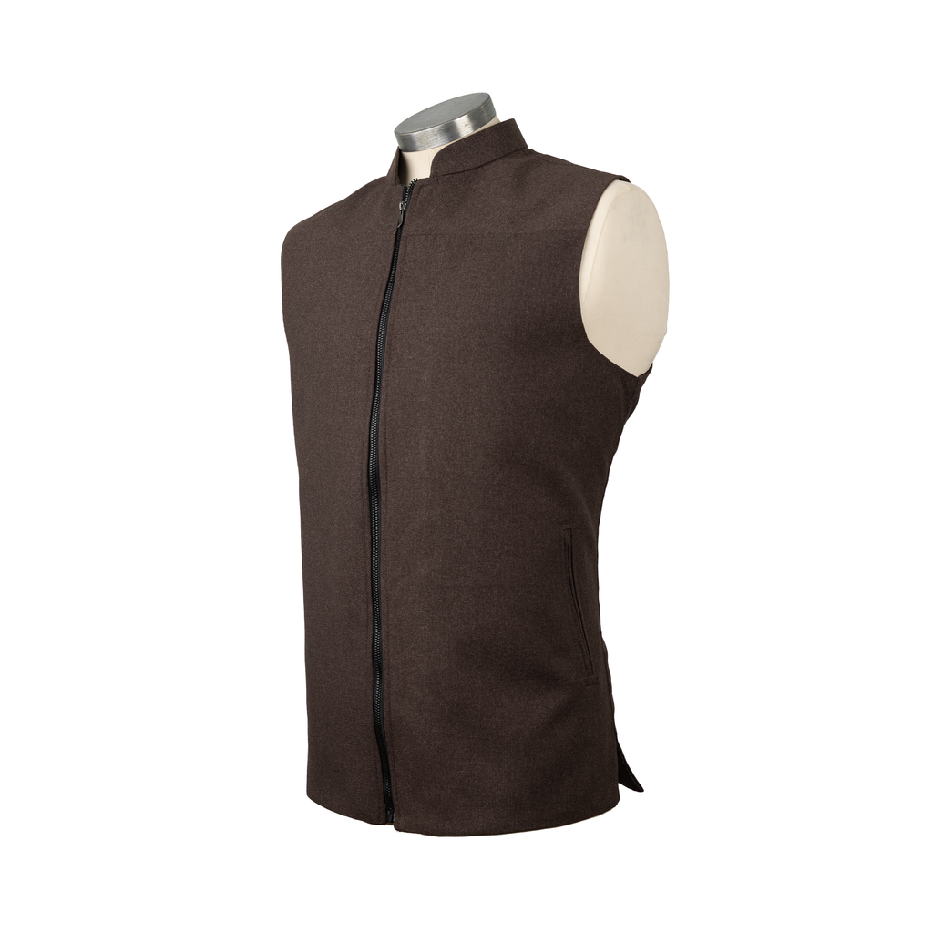 PANEL FRONT ZIP WAISTCOAT – MOCHA BROWN