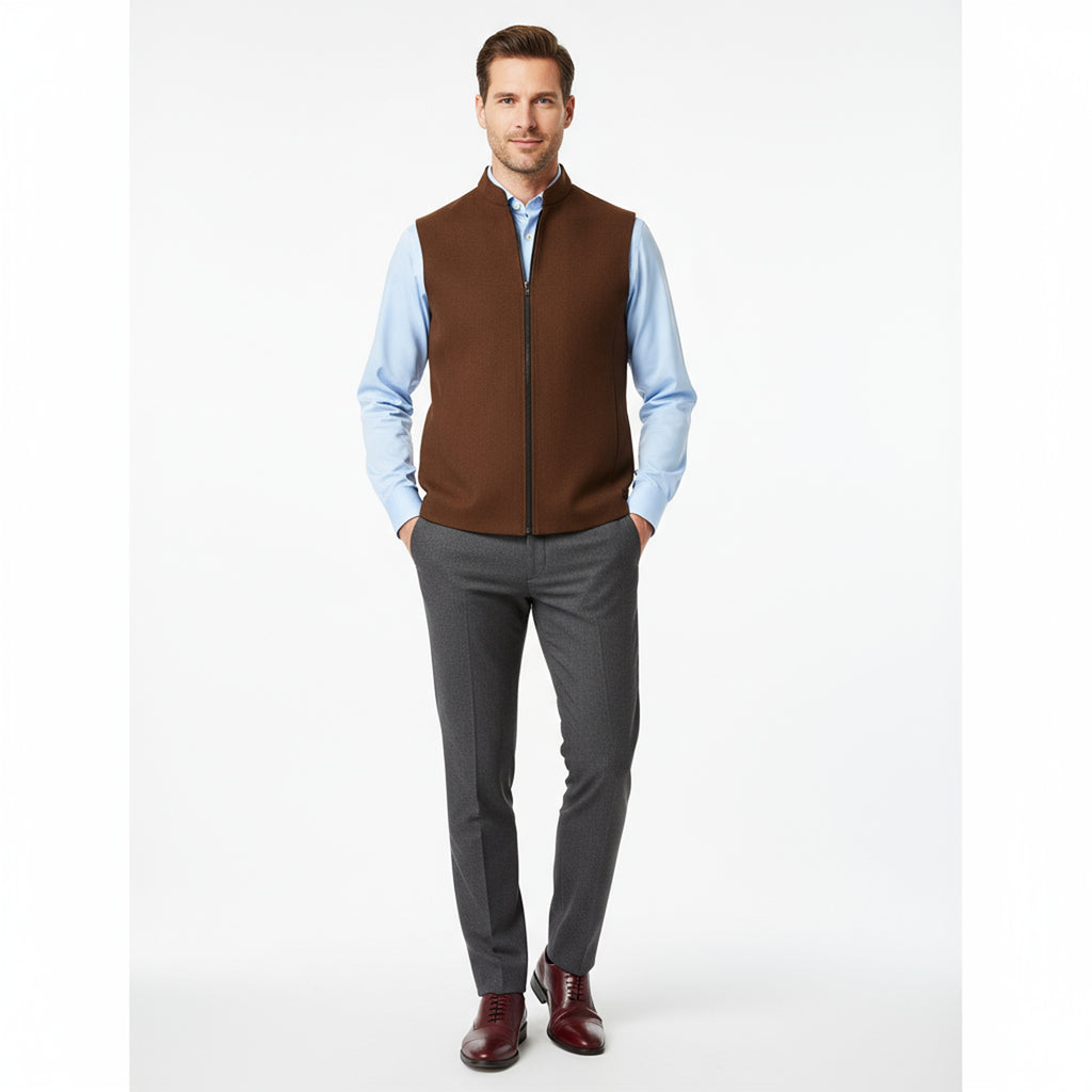 REFINED ARC PANEL WAISTCOAT – CHESTNUT BROWN