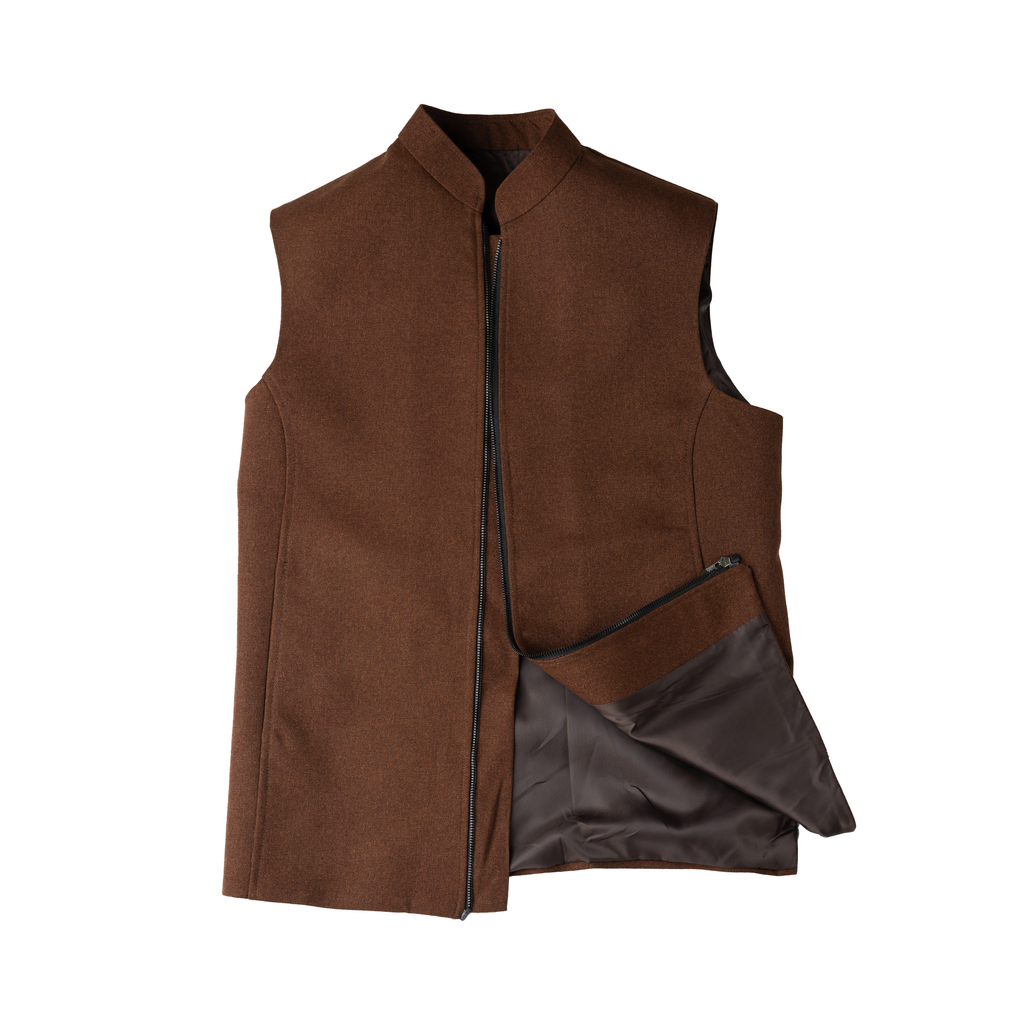 REFINED ARC PANEL WAISTCOAT – CHESTNUT BROWN